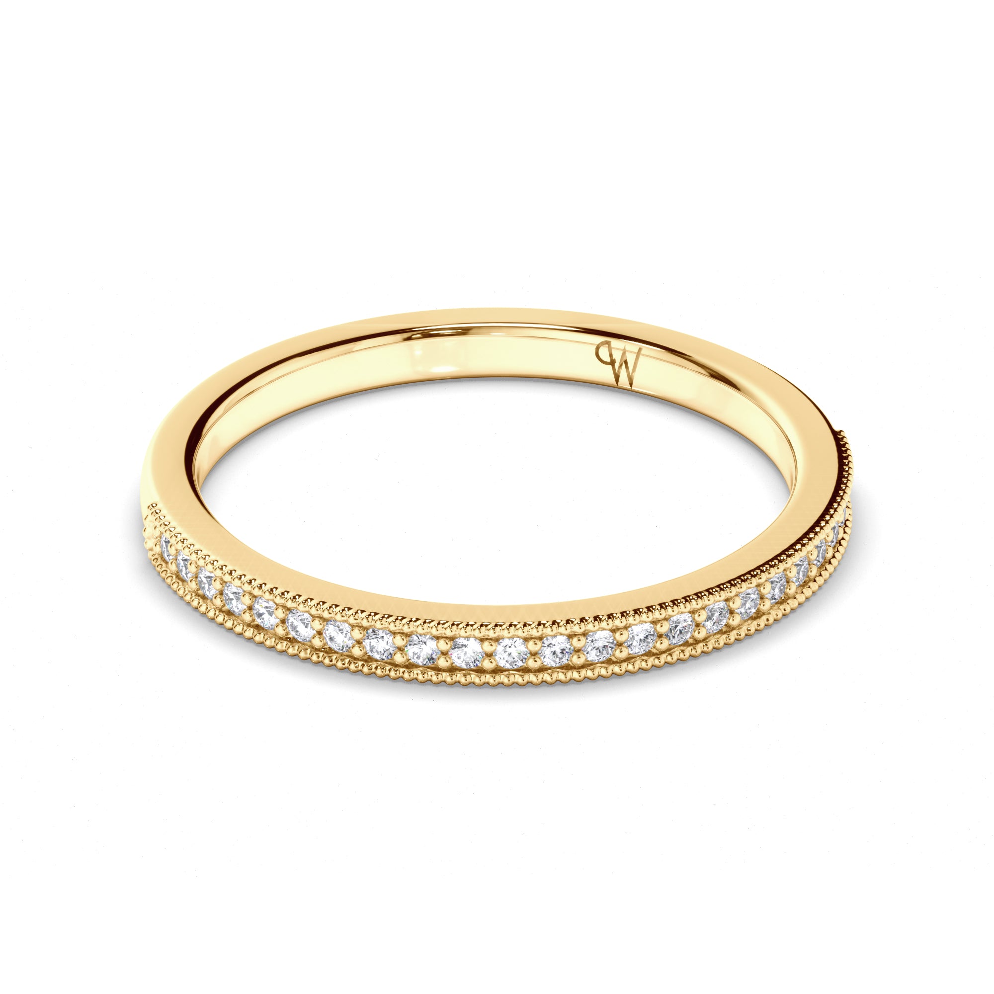 Bead Set Round Brilliant Cut Diamond Wedding Ring