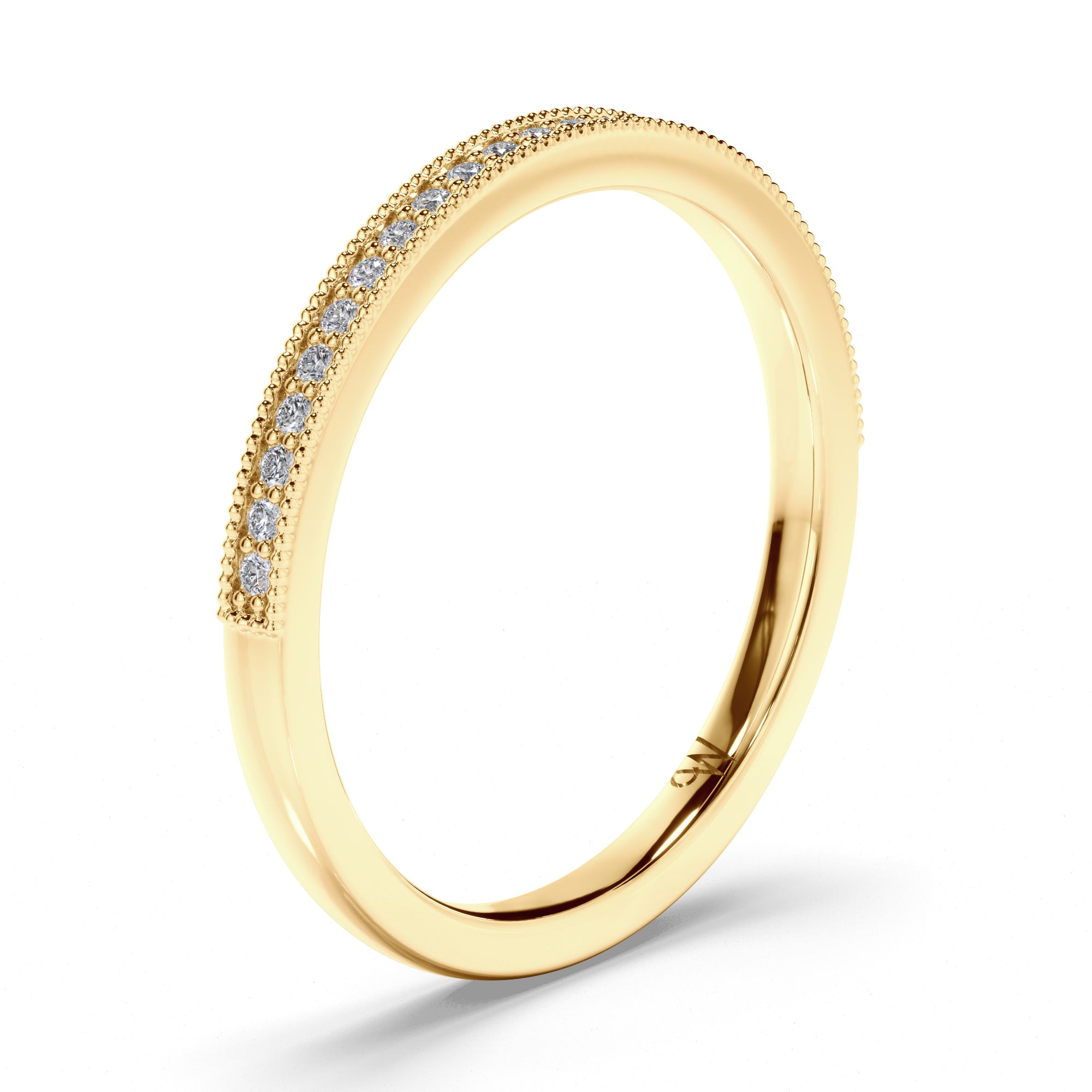 Bead Set Round Brilliant Cut Diamond Wedding Ring