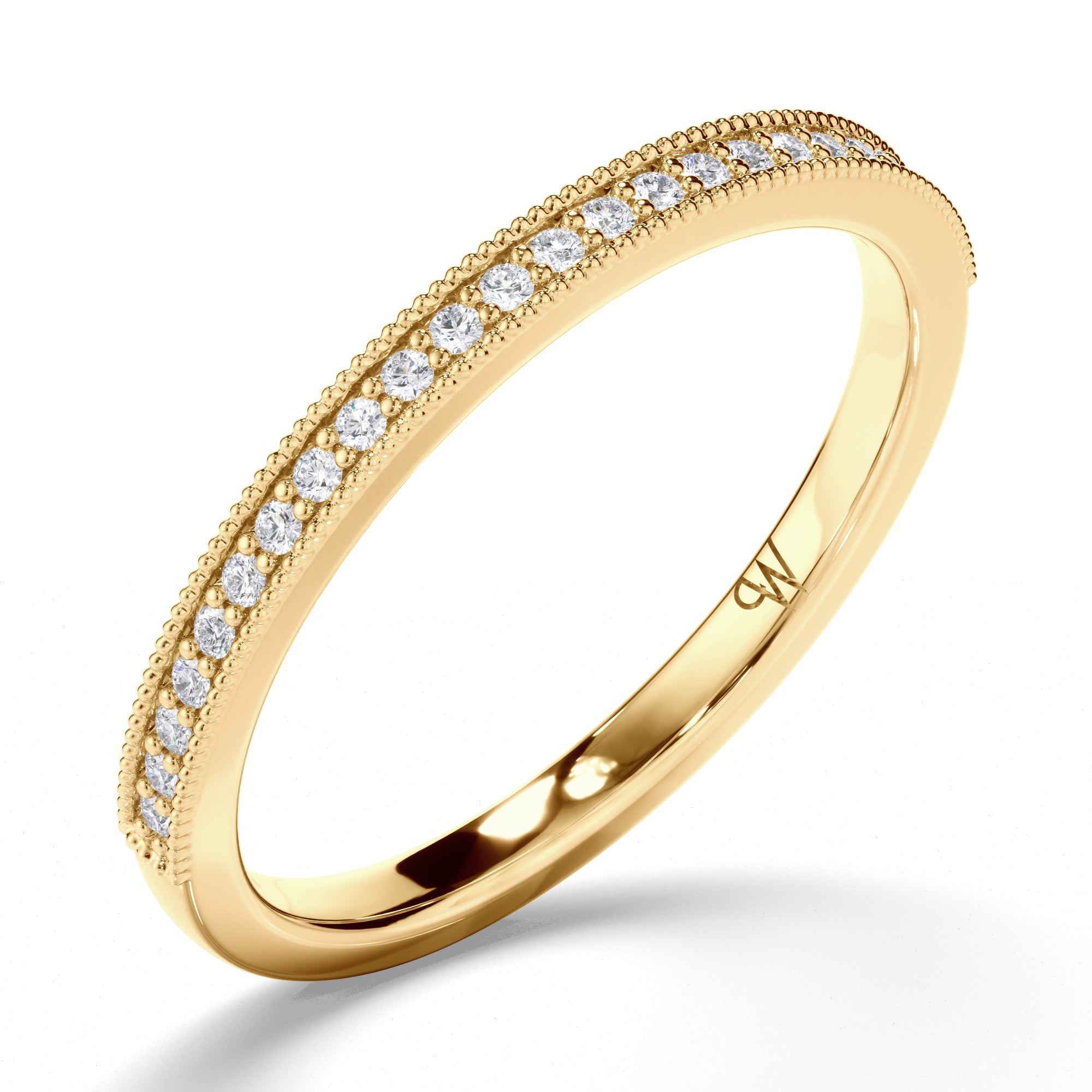 Bead Set Round Brilliant Cut Diamond Wedding Ring
