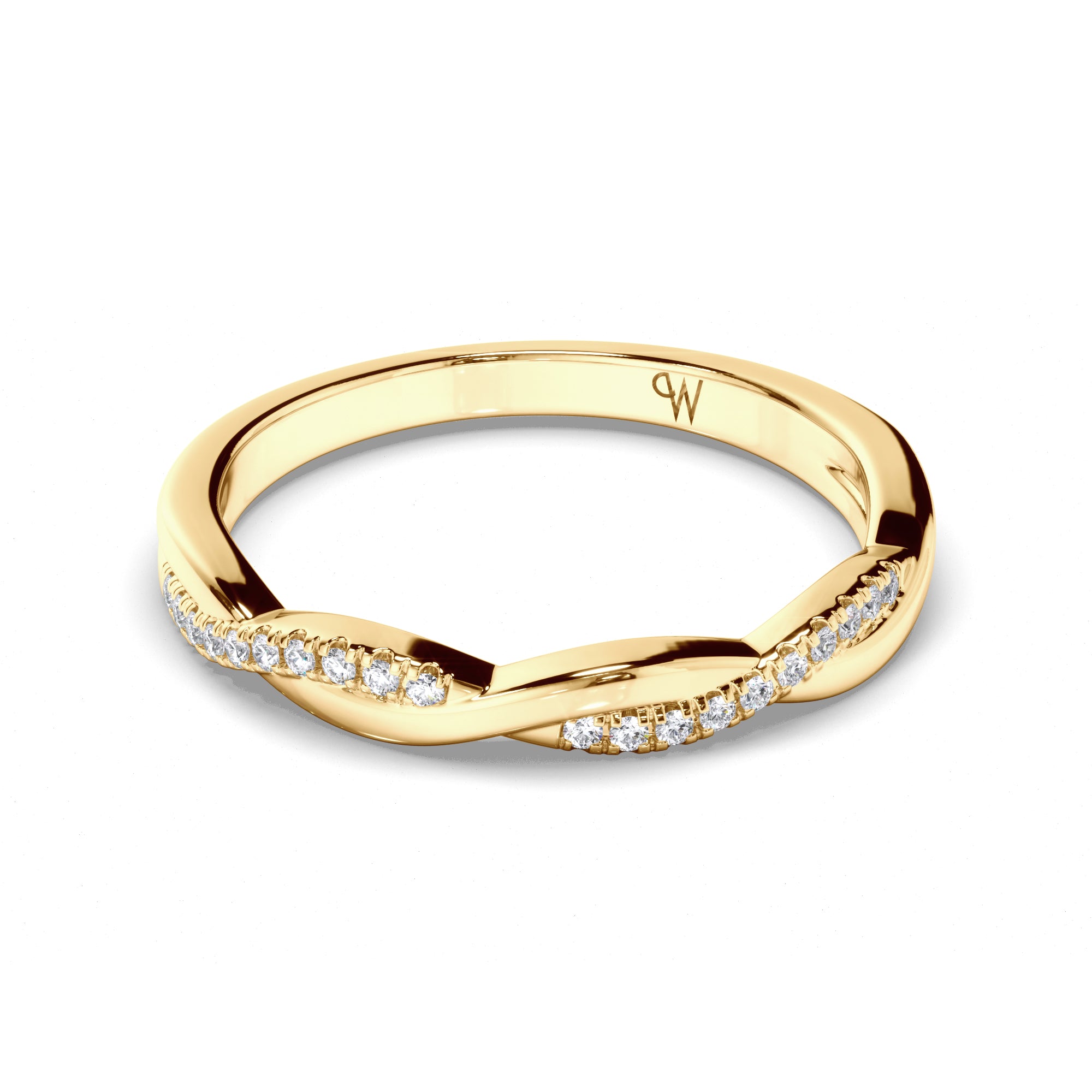 Woven Round Brilliant Cut Diamond Set Wedding Ring