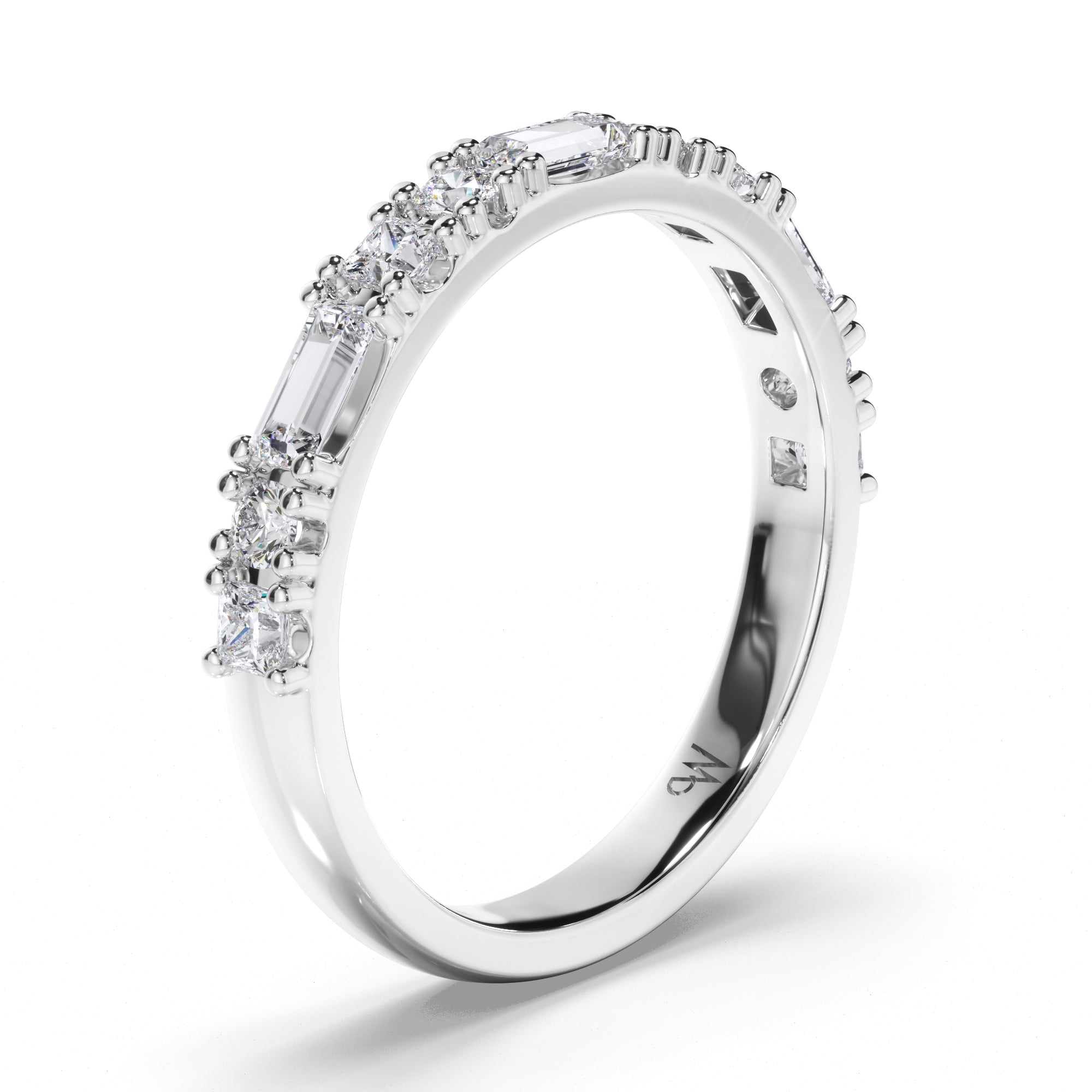 Baguette, Princess and Round Brilliant Cut Diamond Wedding Ring