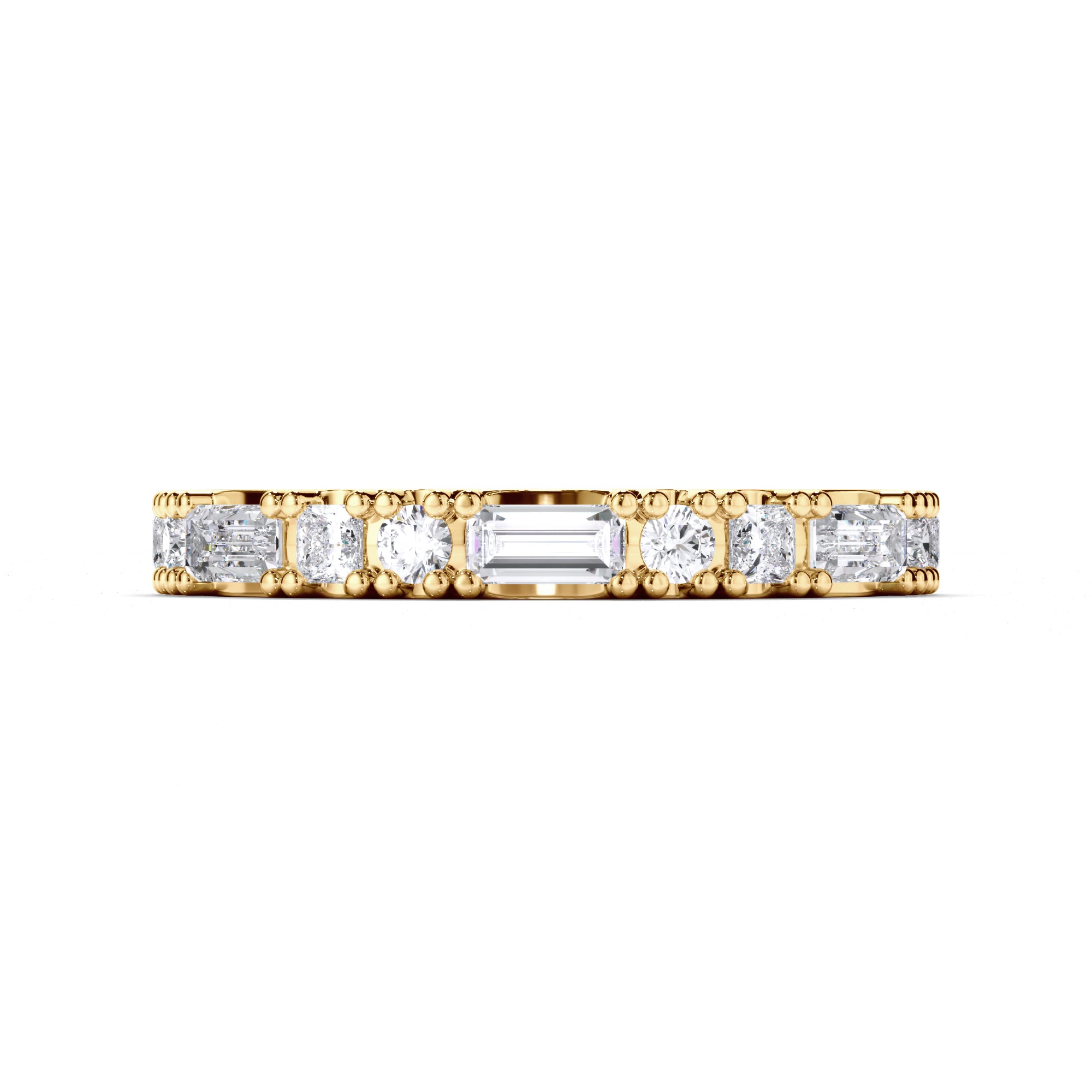 Baguette, Princess and Round Brilliant Cut Diamond Wedding Ring