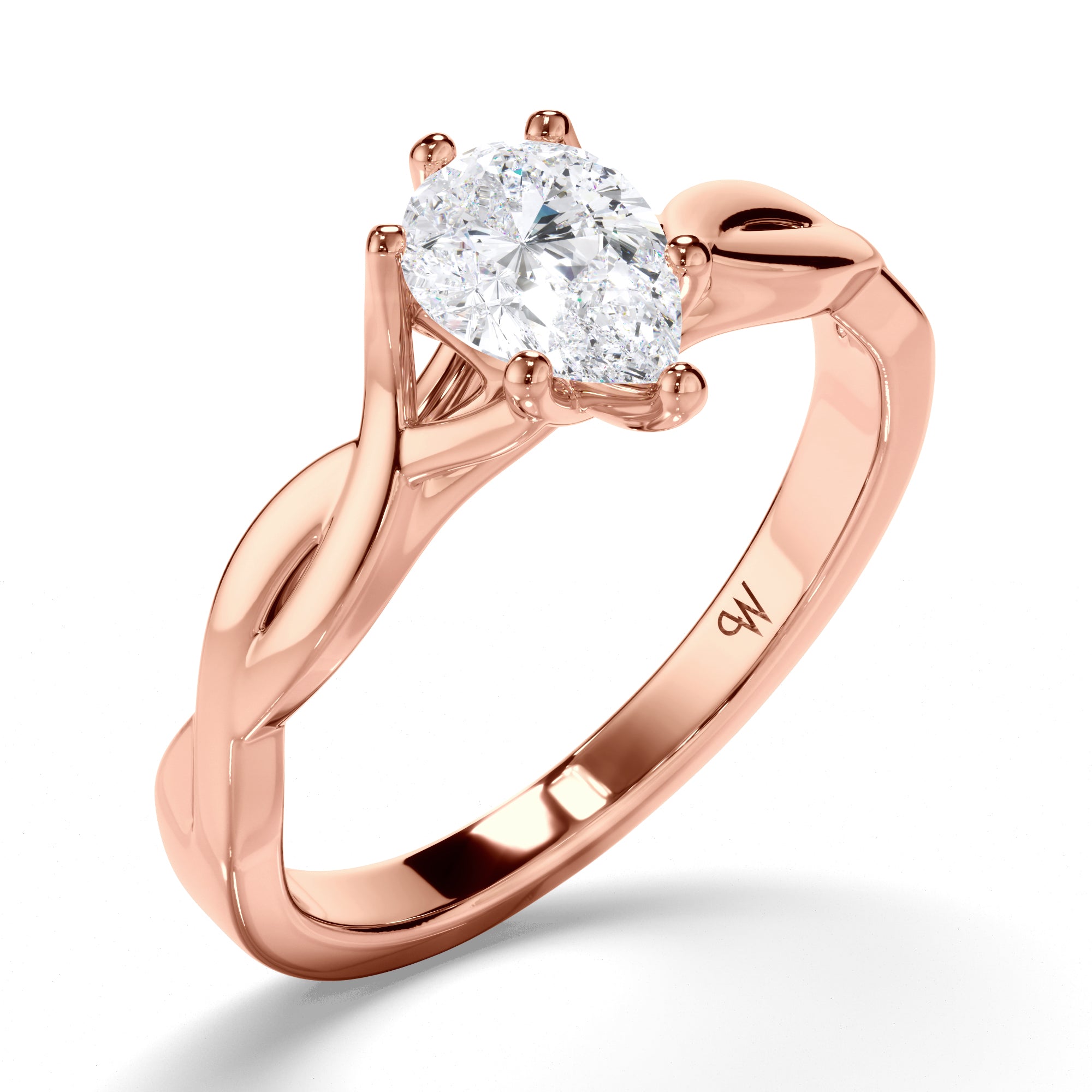 Pear Diamond Engagement Ring with Woven Band