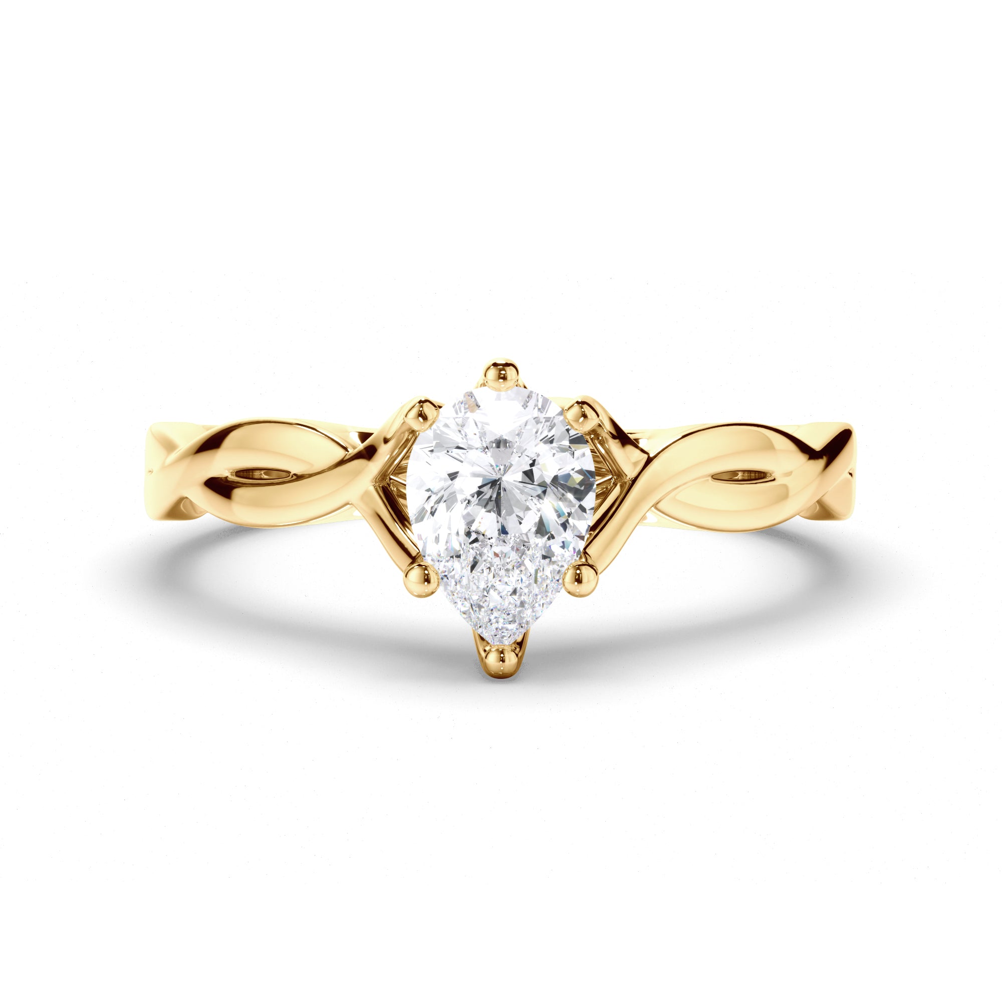 Pear Diamond Engagement Ring with Woven Band