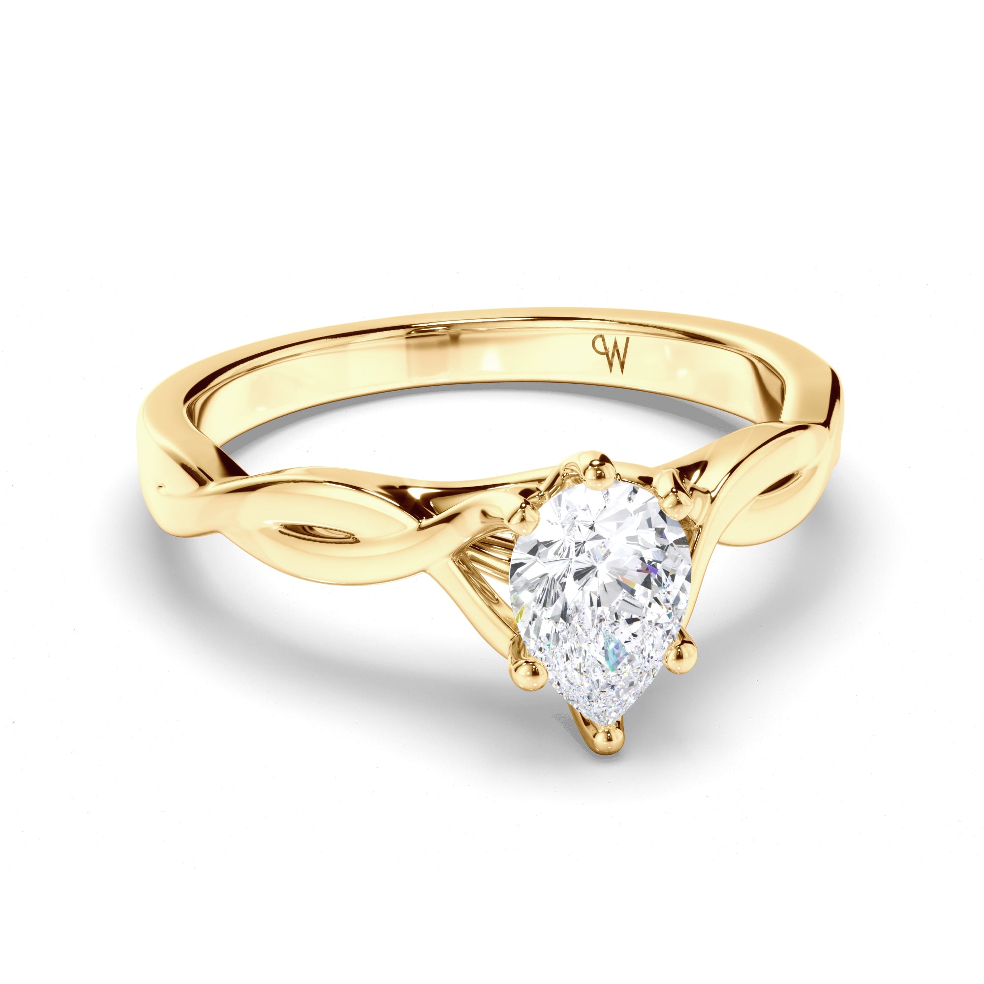 Pear Diamond Engagement Ring with Woven Band