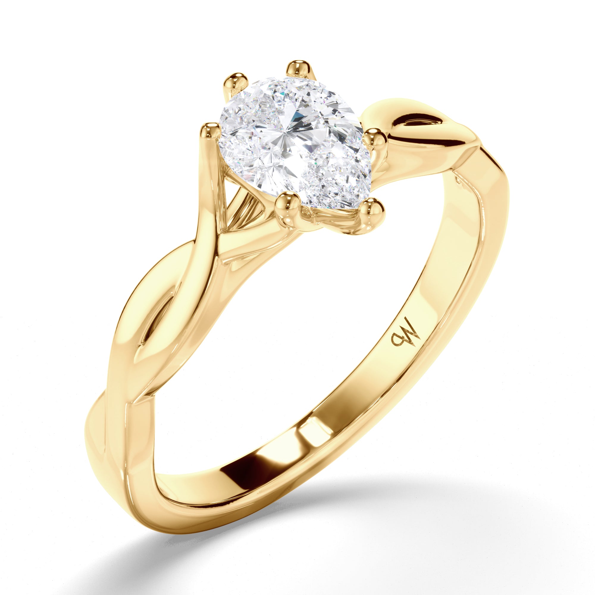 Pear Diamond Engagement Ring with Woven Band