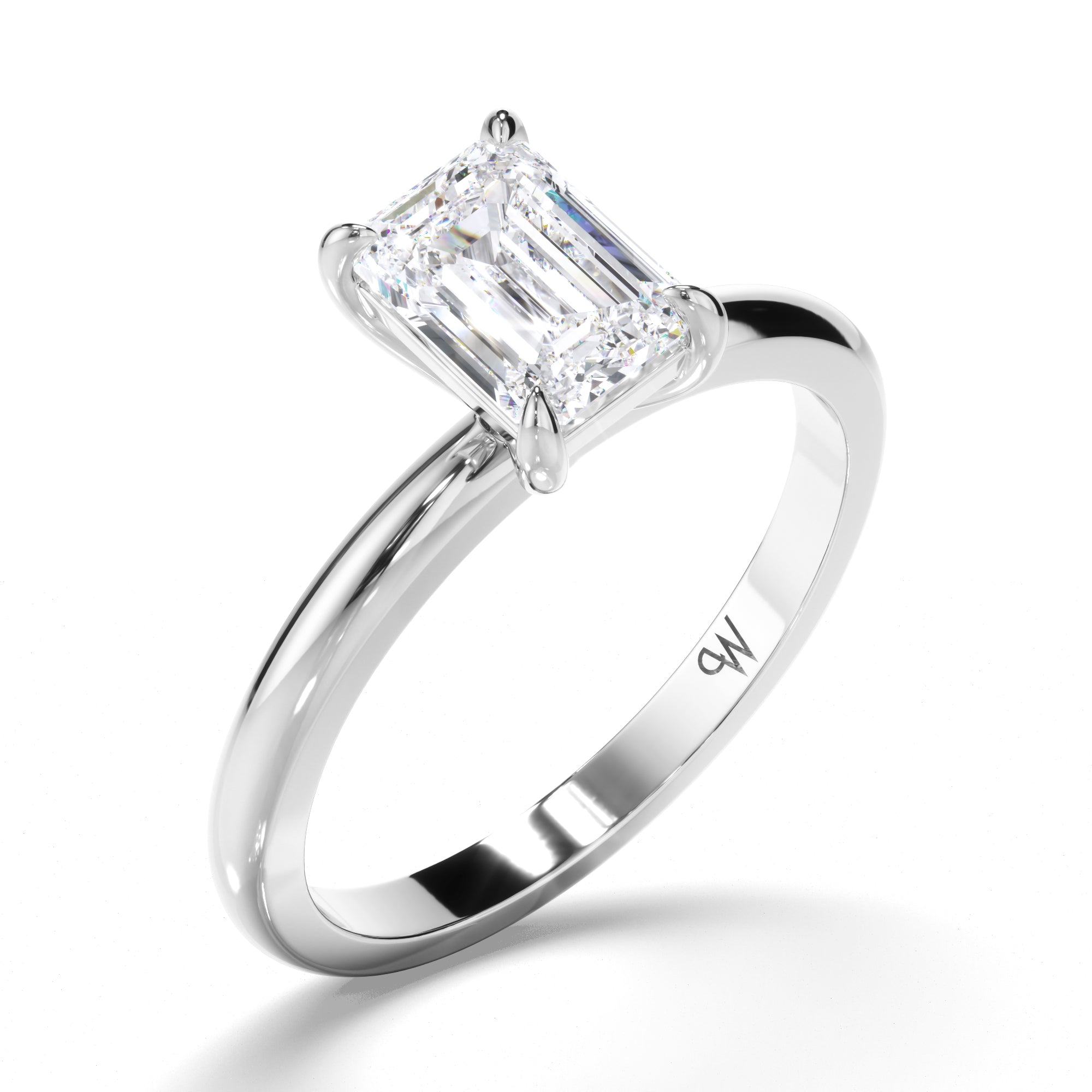 Emerald Cut Diamond Solitaire Engagement Ring