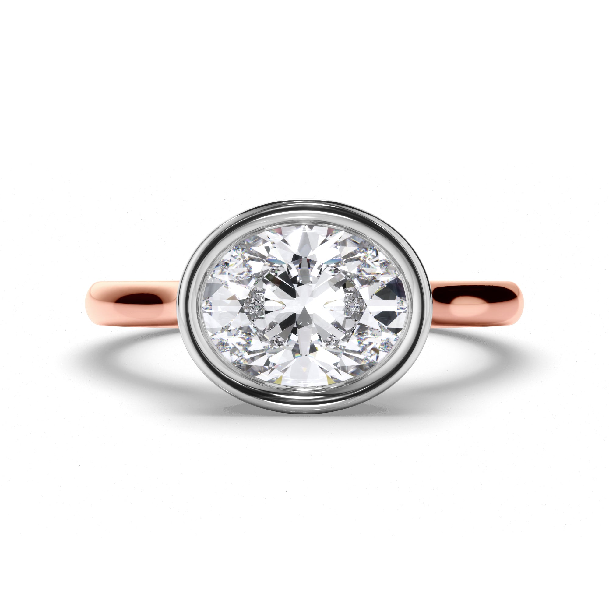 Oval Diamond Bezel Set Engagement Ring