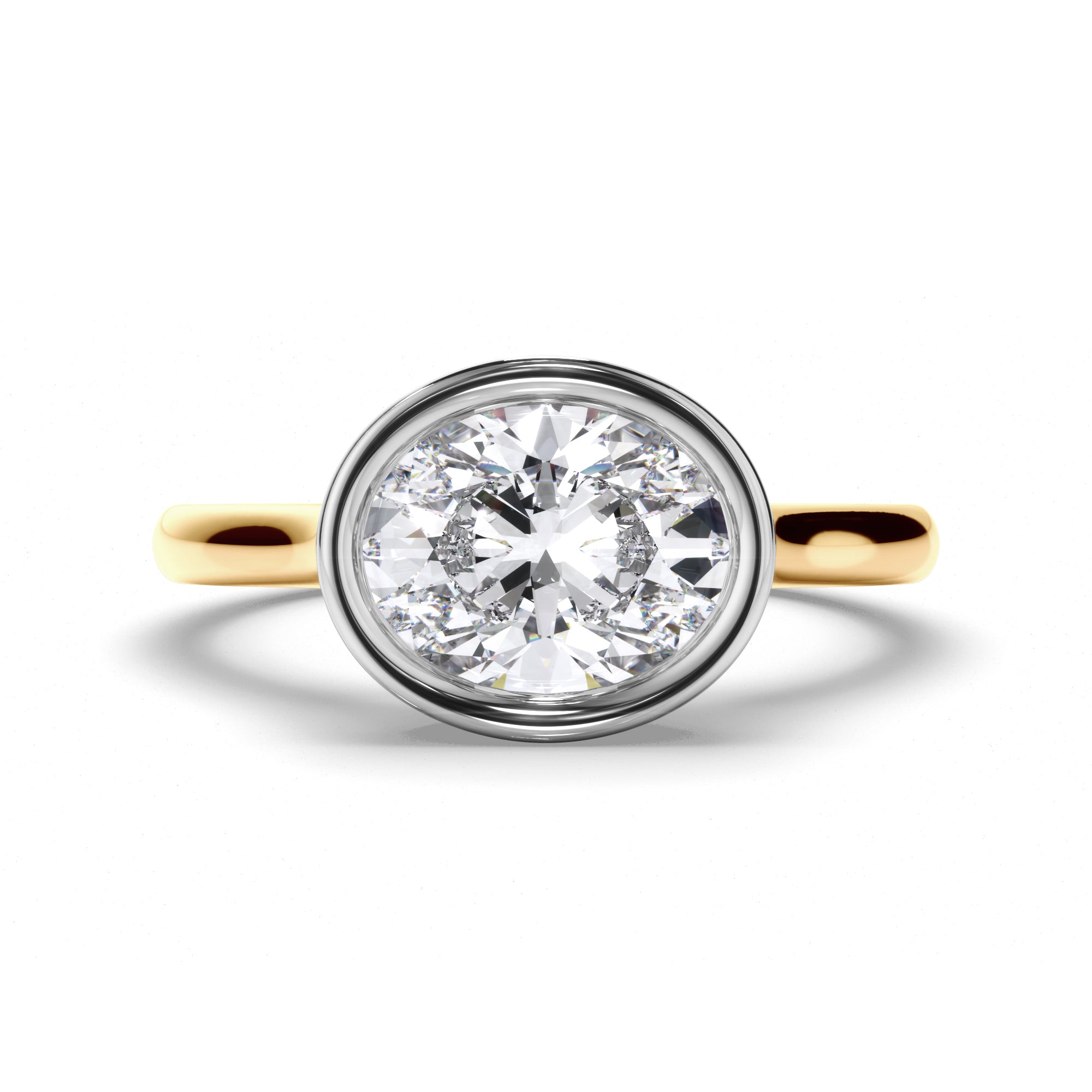 Oval Diamond Bezel Set Engagement Ring