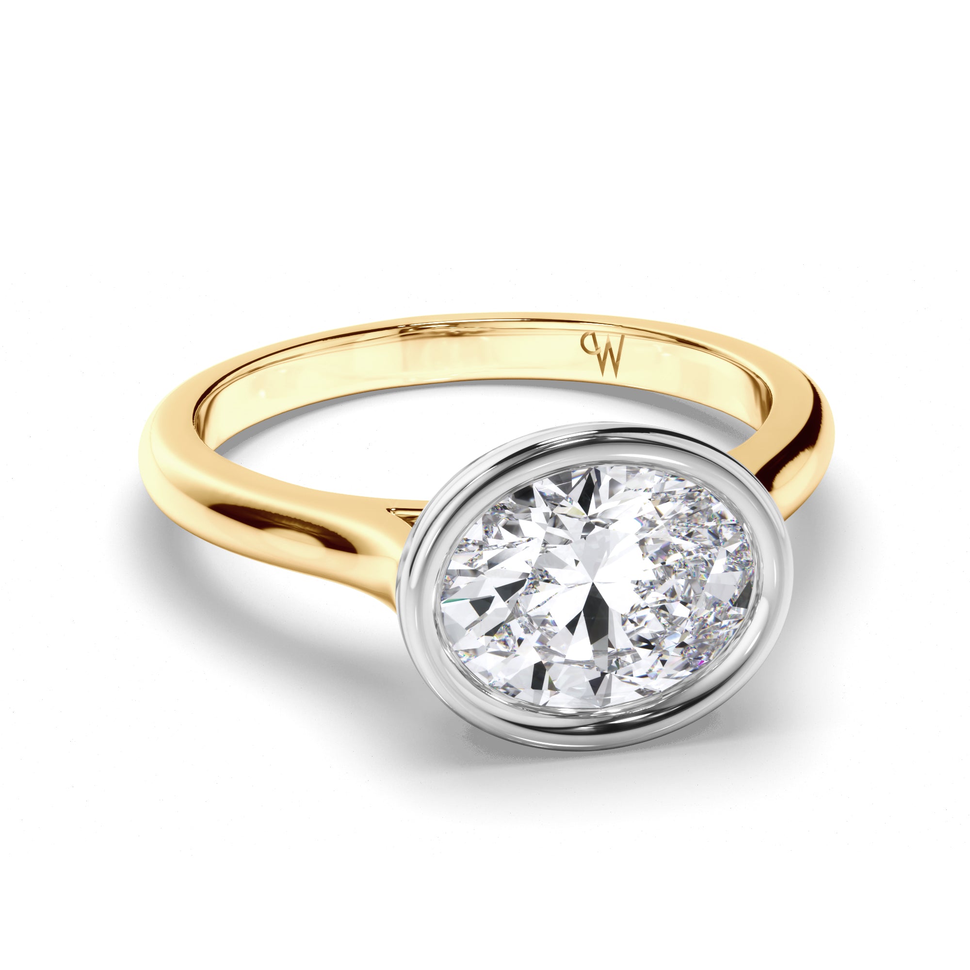Oval Diamond Bezel Set Engagement Ring