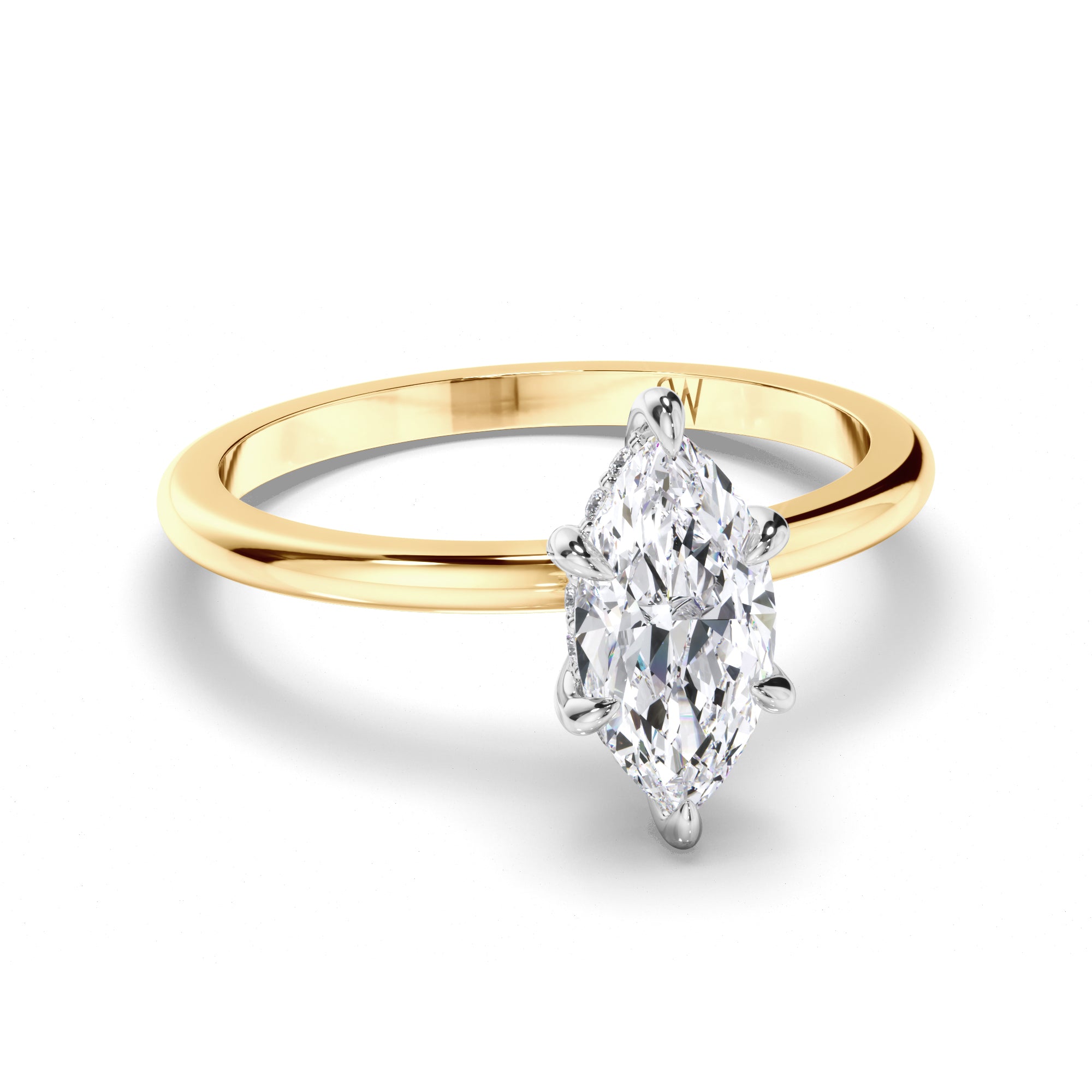 Marquise Diamond Engagement Ring with Hidden Halo