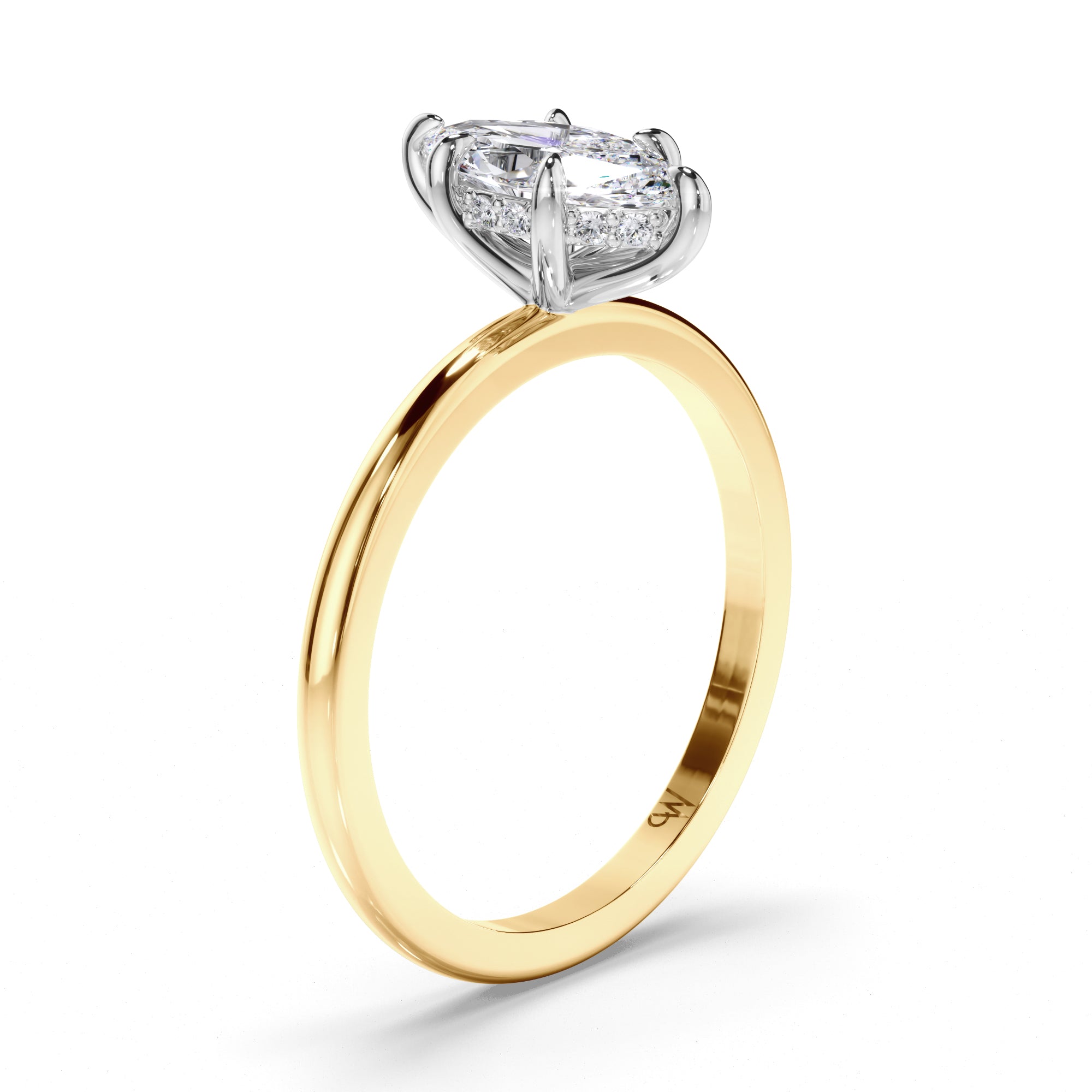 Marquise Diamond Engagement Ring with Hidden Halo