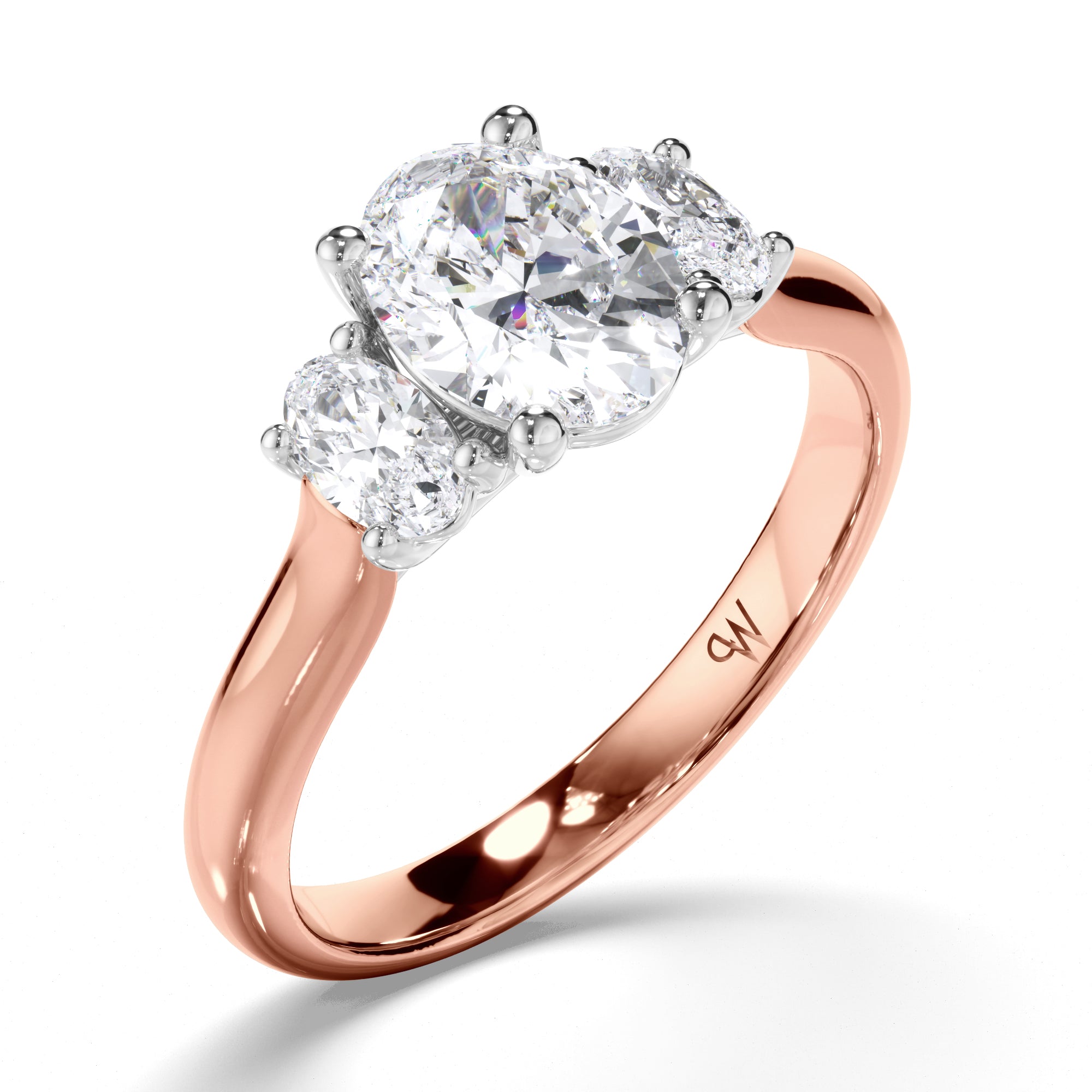 Oval Diamond Trilogy Engagement Ring