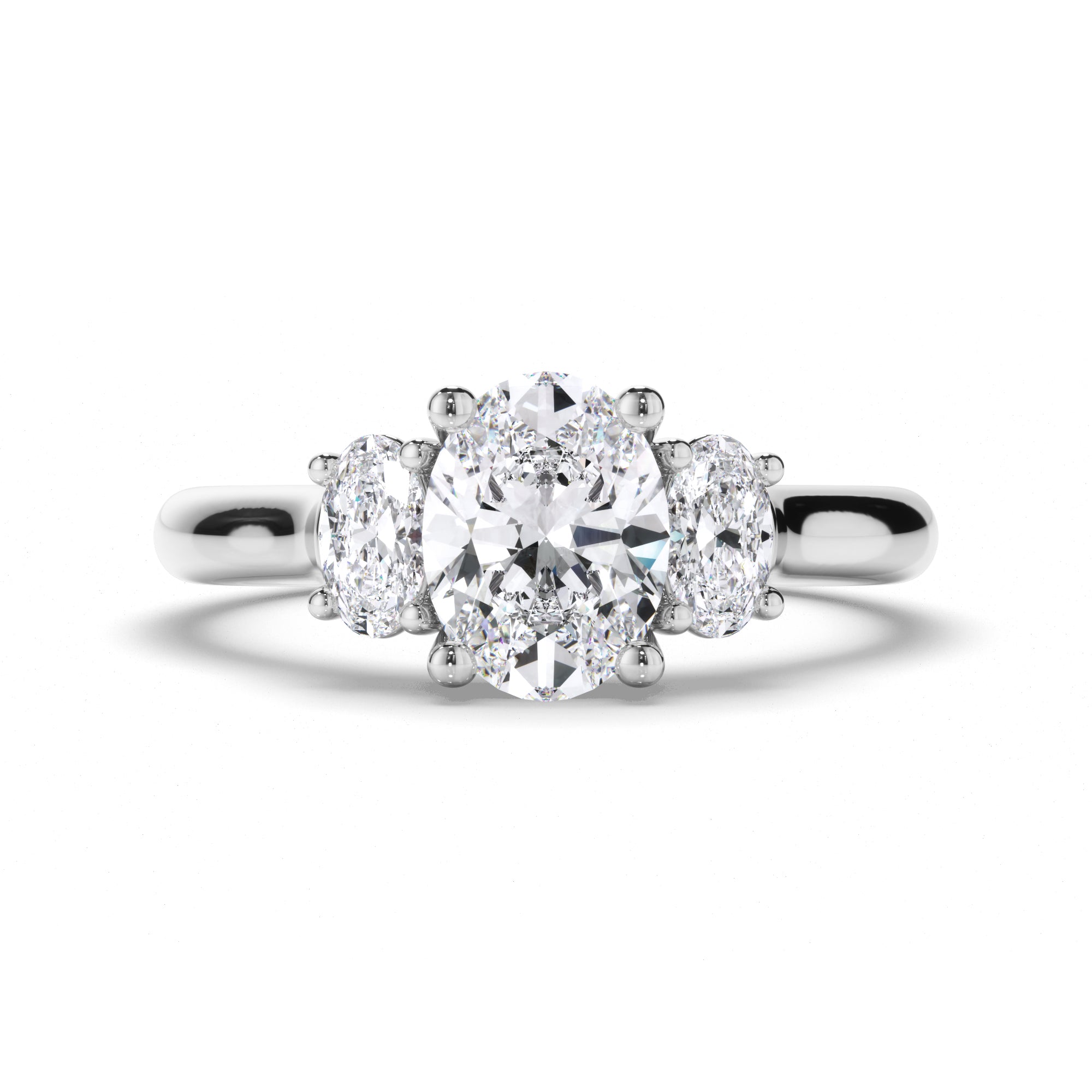 Oval Diamond Trilogy Engagement Ring