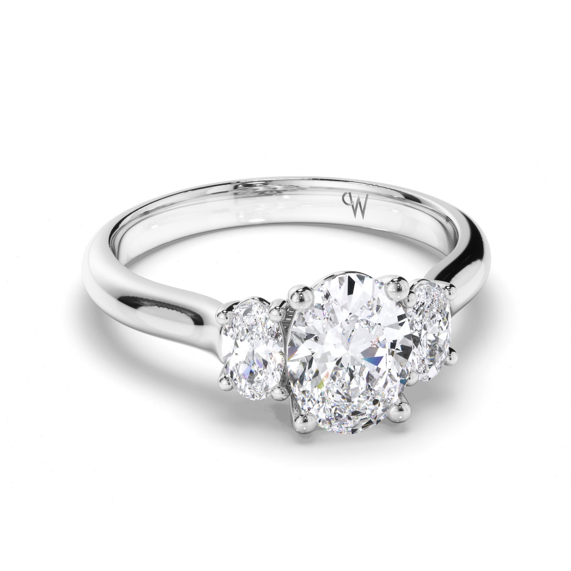Oval Diamond Trilogy Engagement Ring