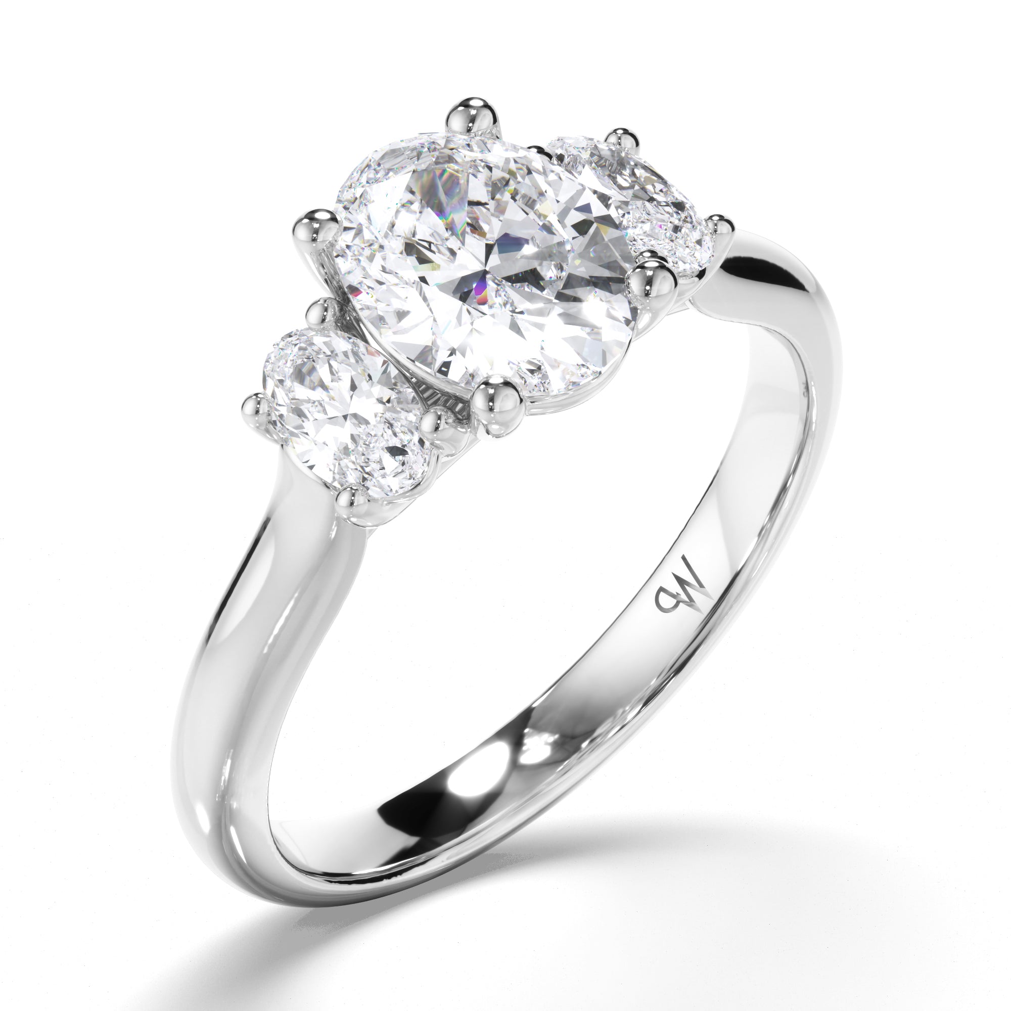 Oval Diamond Trilogy Engagement Ring