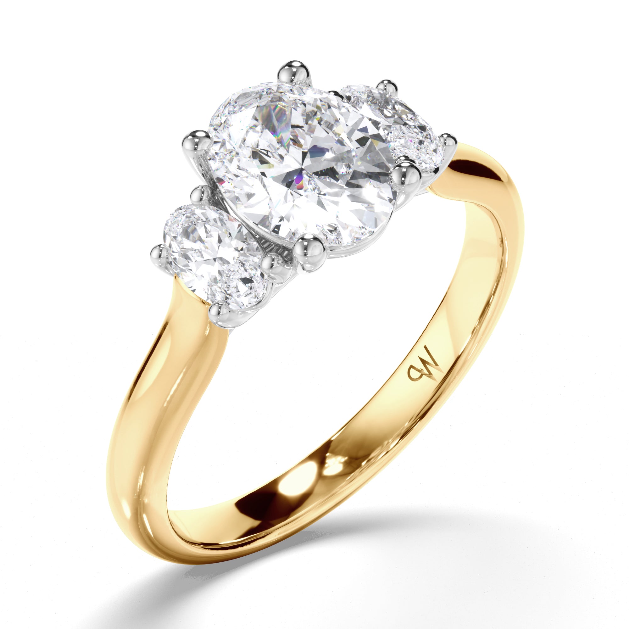 Oval Diamond Trilogy Engagement Ring