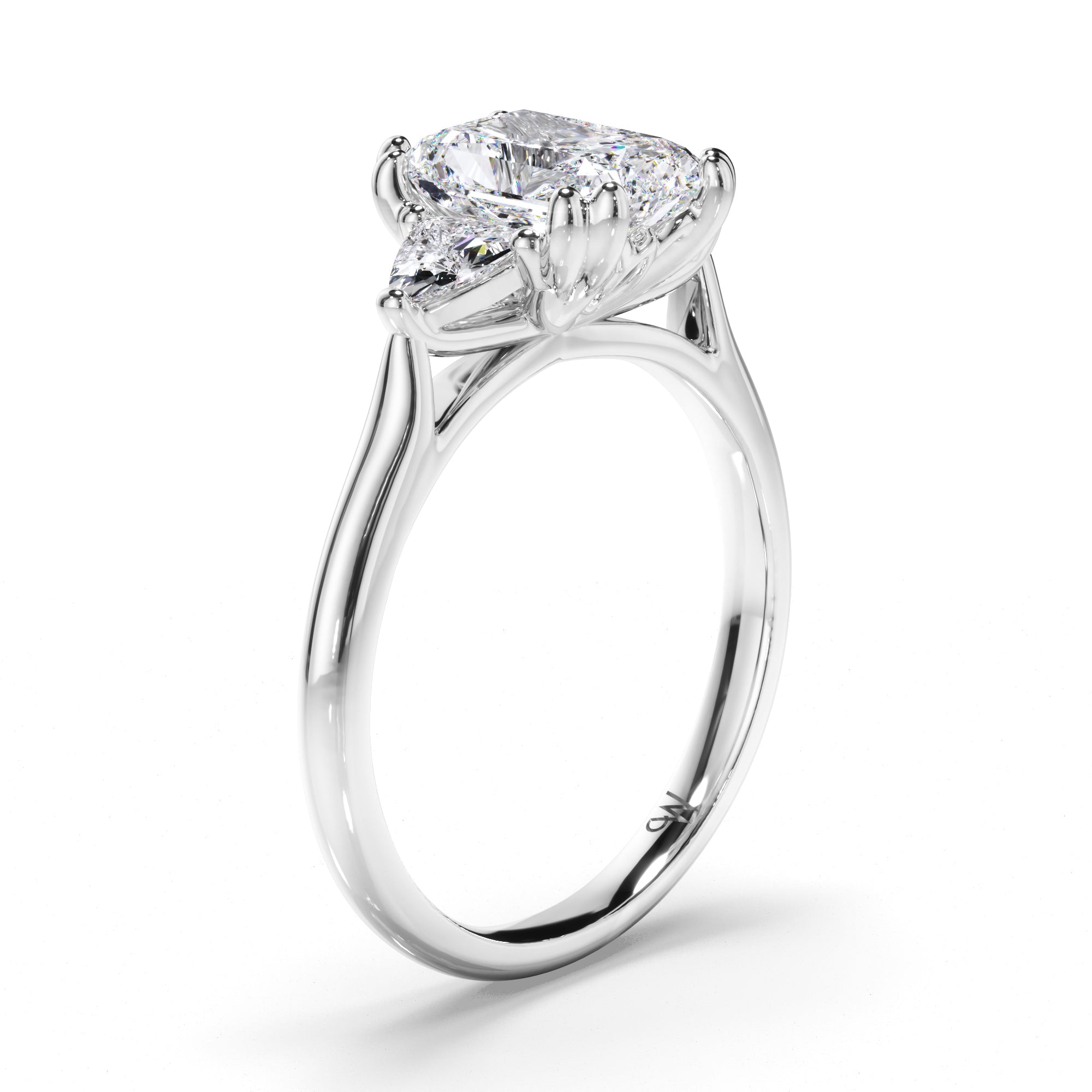 Radiant Diamond Trilogy Engagement Ring with Trilliant Sides