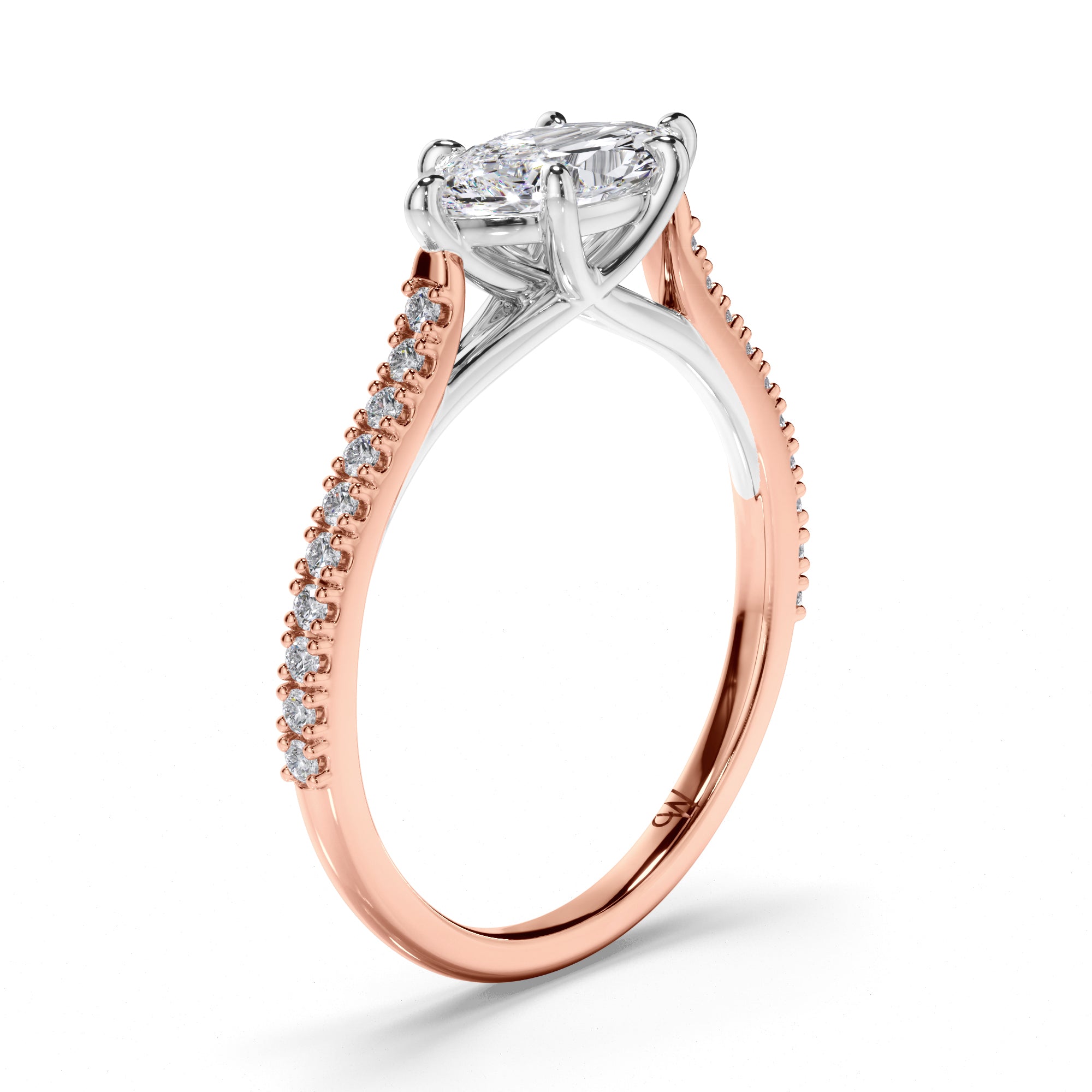 Marquise Diamond Engagement Ring with Cut Claw Diamond Band