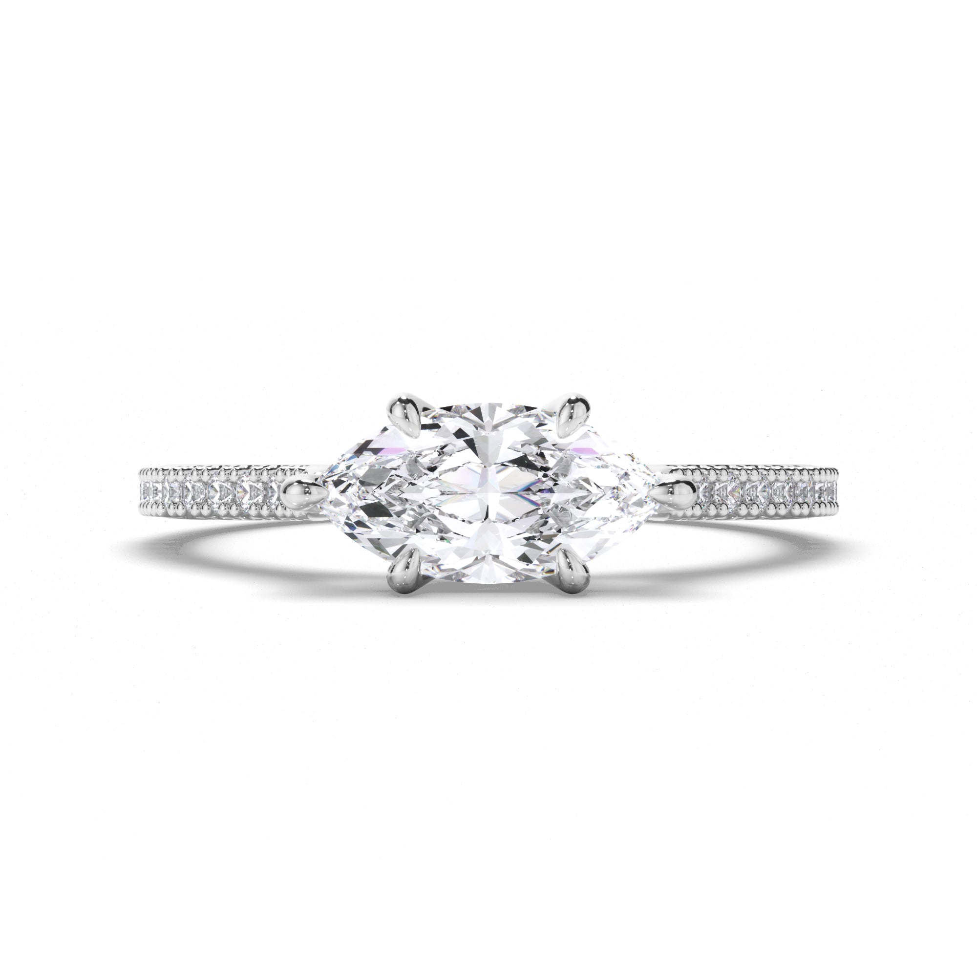 Marquise Diamond Engagement Ring with Cut Claw Diamond Band