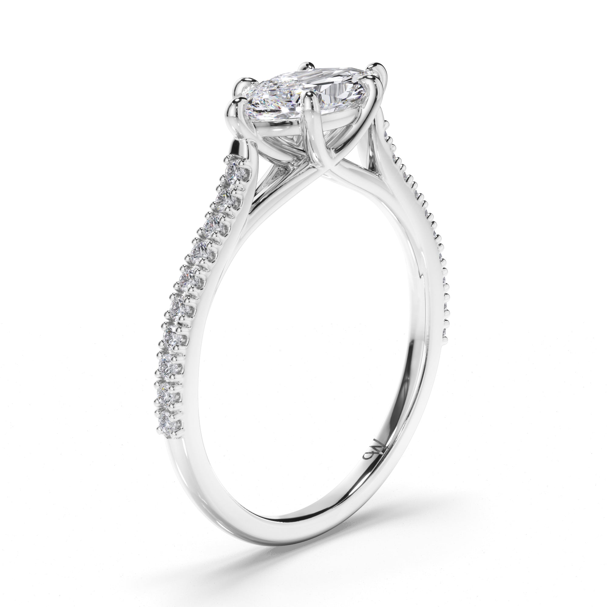 Marquise Diamond Engagement Ring with Cut Claw Diamond Band