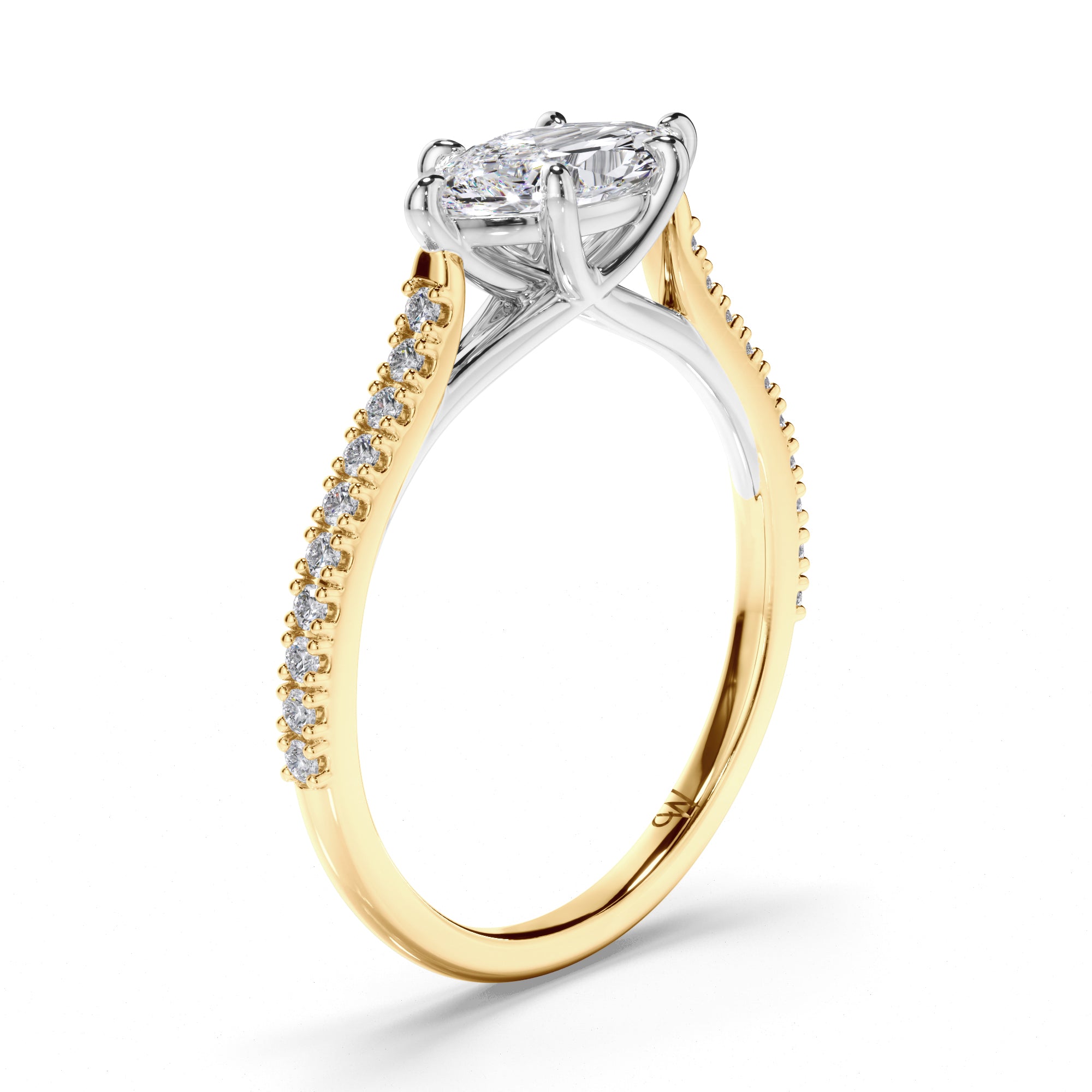 Marquise Diamond Engagement Ring with Cut Claw Diamond Band