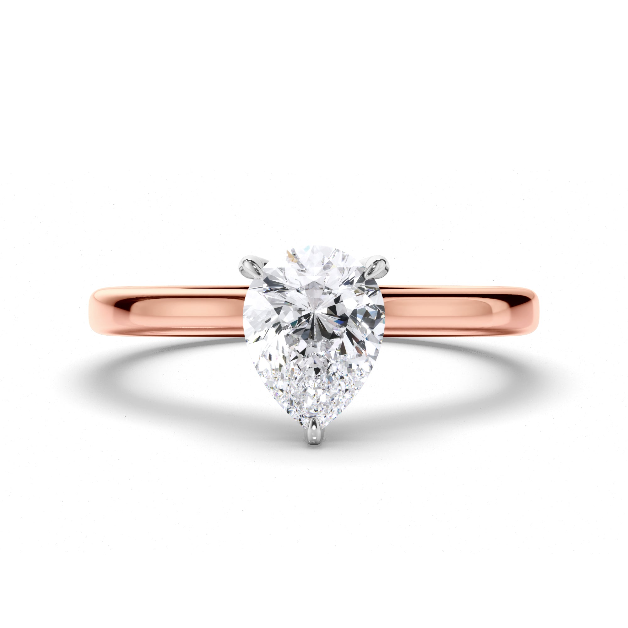 Pear Diamond Solitaire Engagement Ring with Hidden Halo
