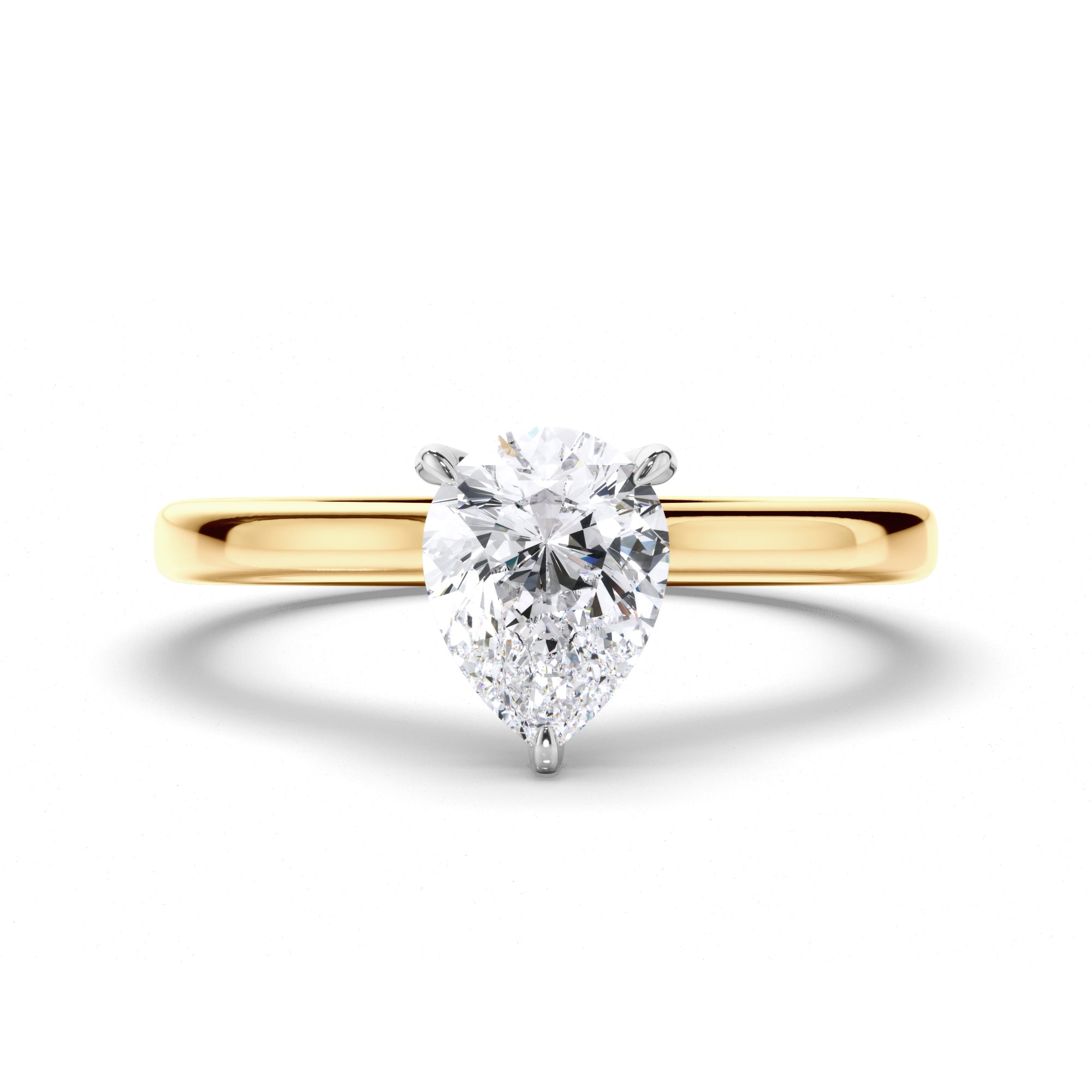 Pear Diamond Solitaire Engagement Ring with Hidden Halo
