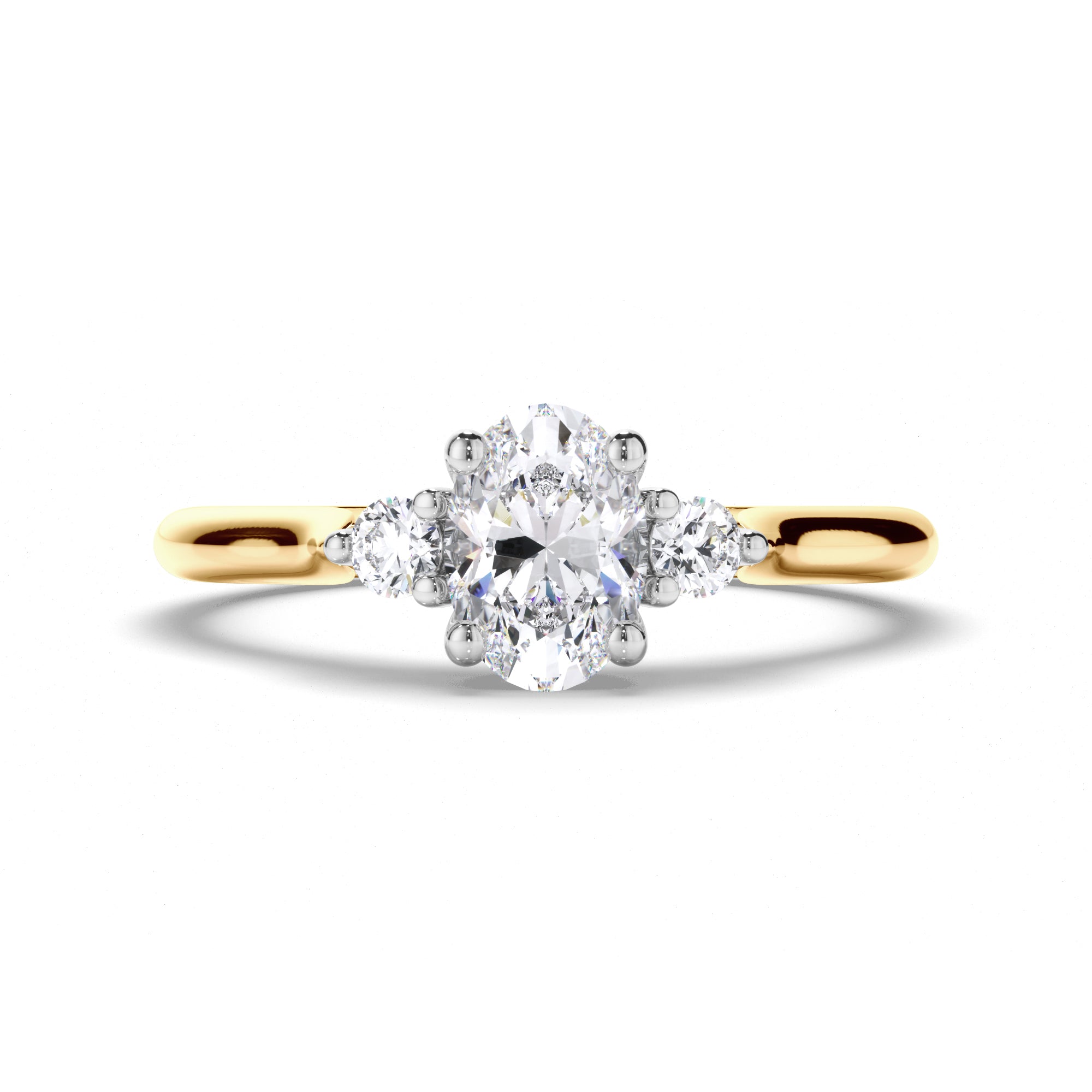 Oval Diamond Trilogy Engagement Ring with Round Sides