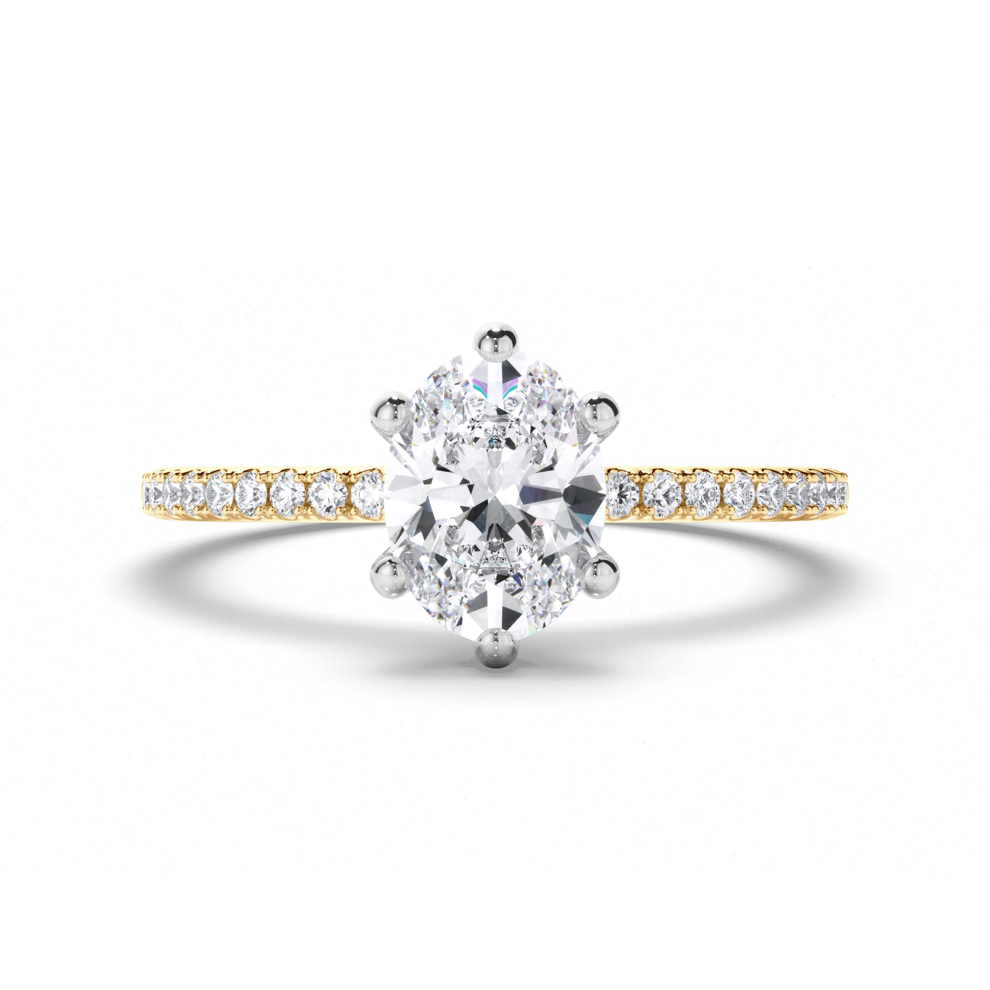 Oval Diamond Engagement Ring with Cut Claw Diamond Band