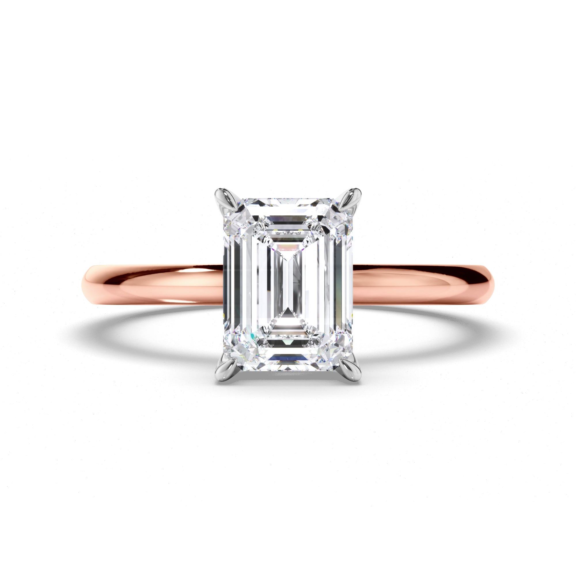 Emerald Cut Diamond Engagement Ring with Hidden Halo