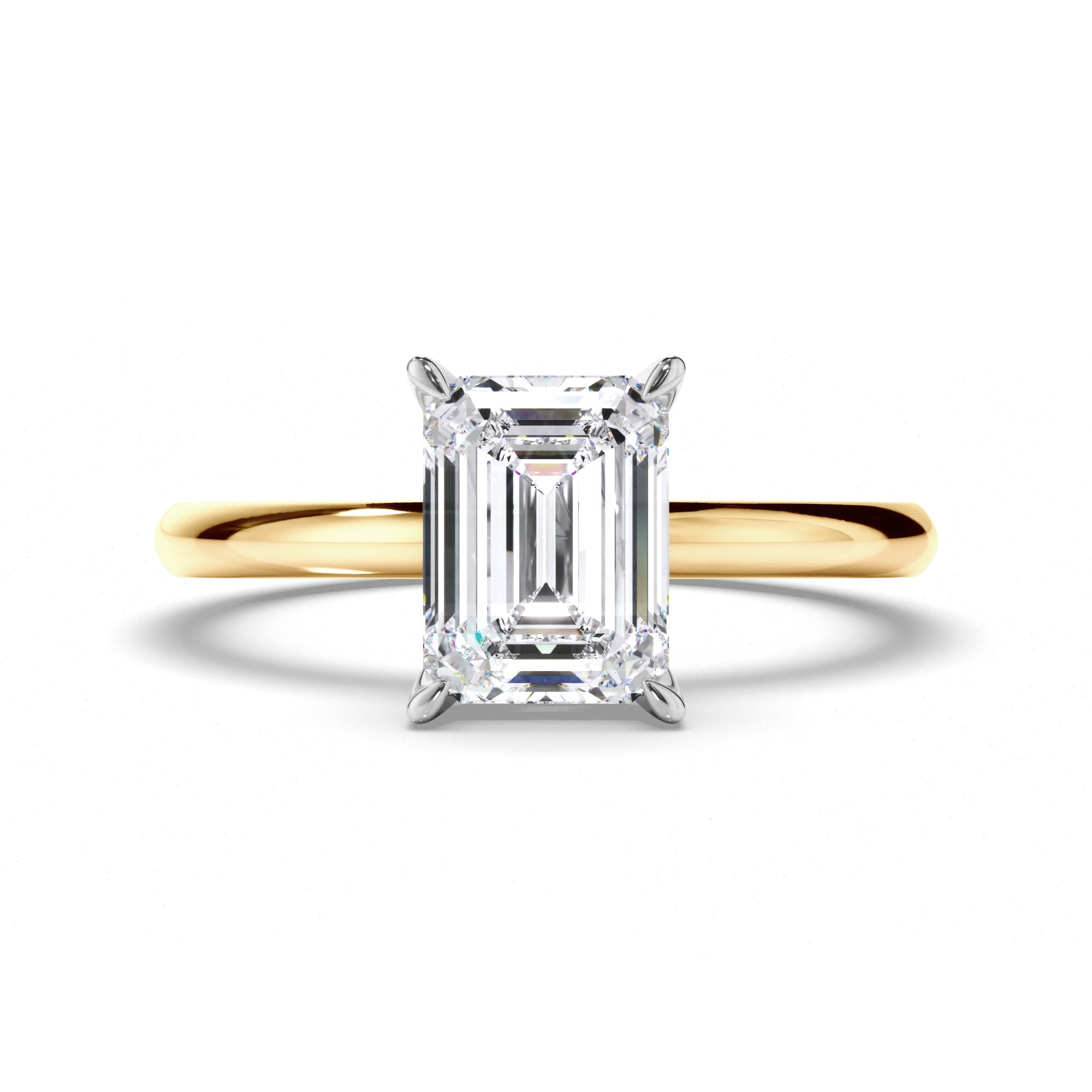 Emerald Cut Diamond Engagement Ring with Hidden Halo