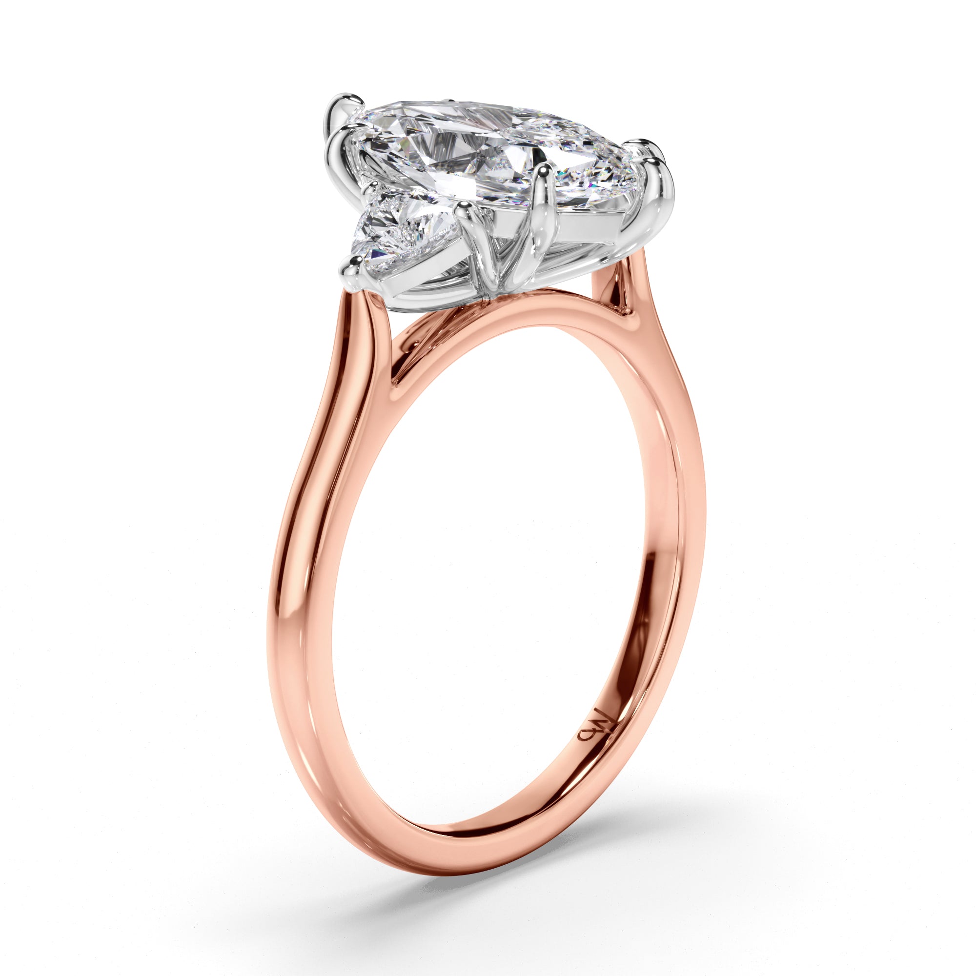 Marquise Diamond Trilogy Engagement Ring with Trilliant Sides