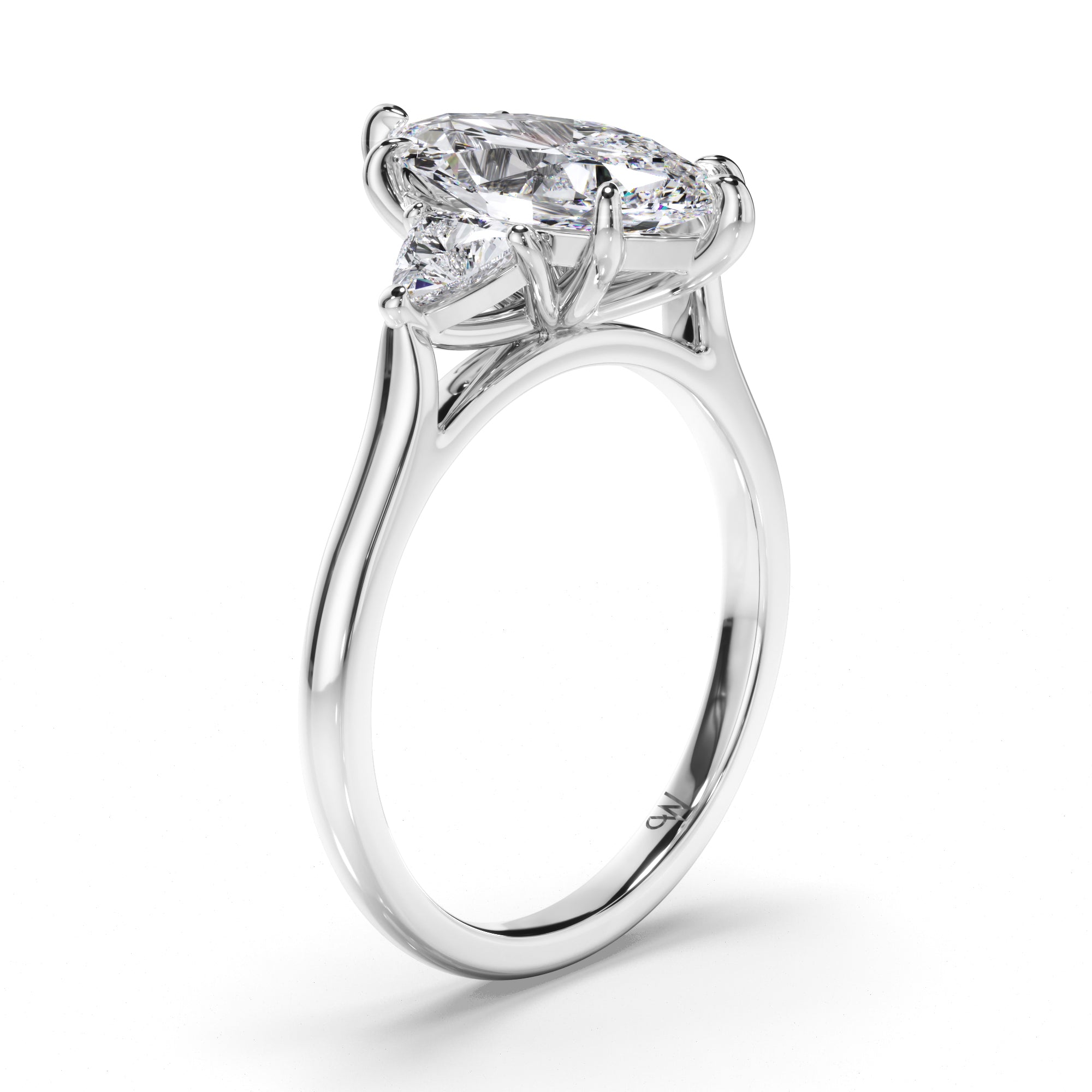 Marquise Diamond Trilogy Engagement Ring with Trilliant Sides