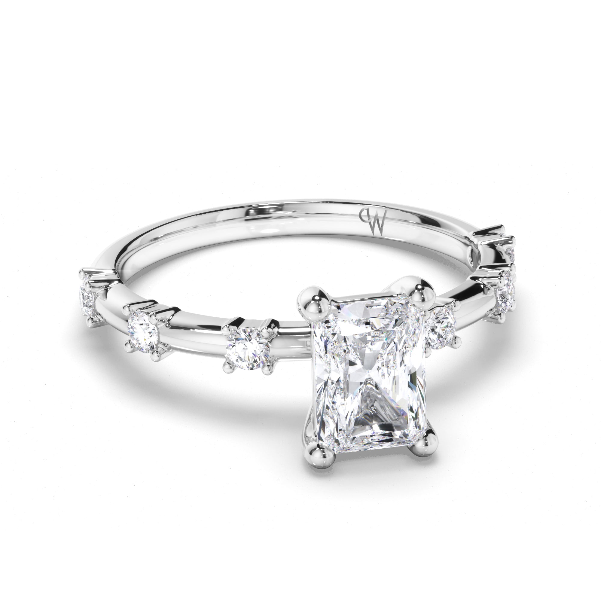 Radiant Diamond Engagement Ring with Diamond Set Band
