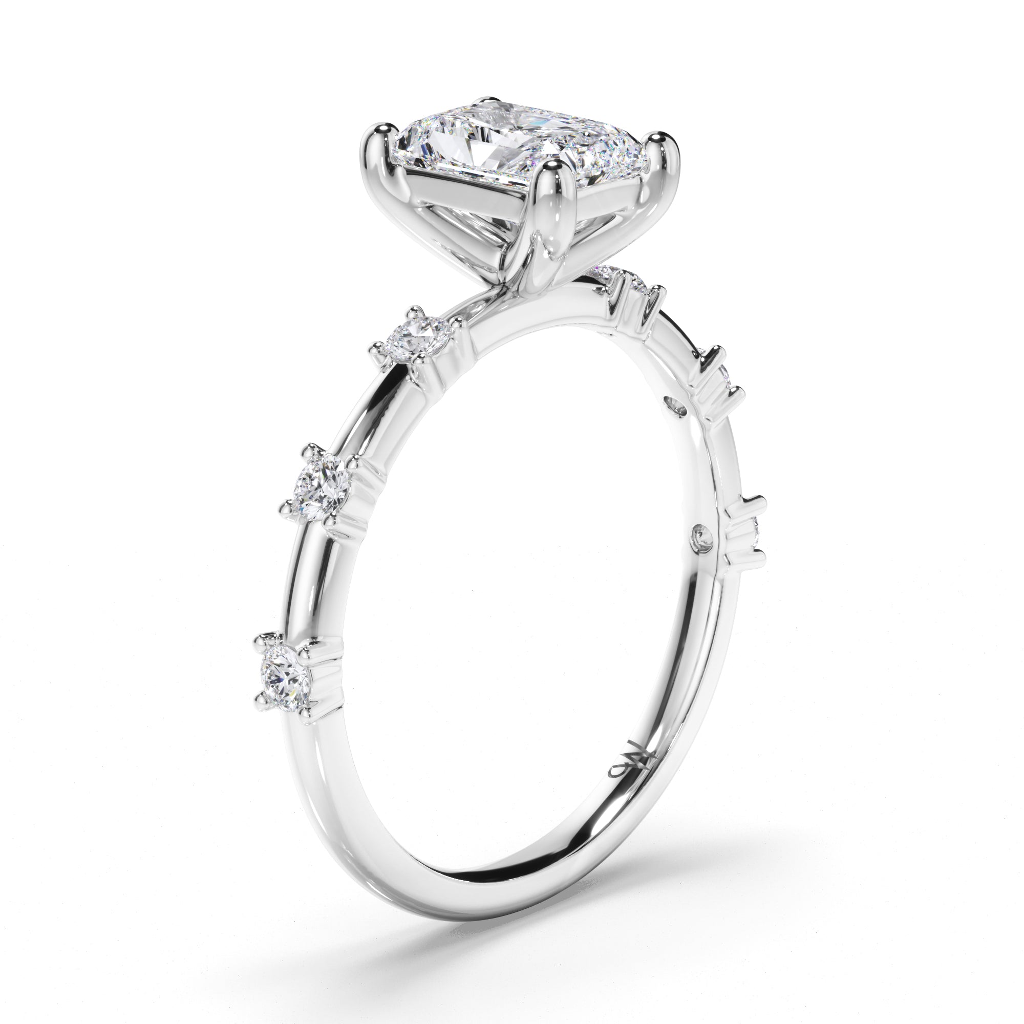 Radiant Diamond Engagement Ring with Diamond Set Band