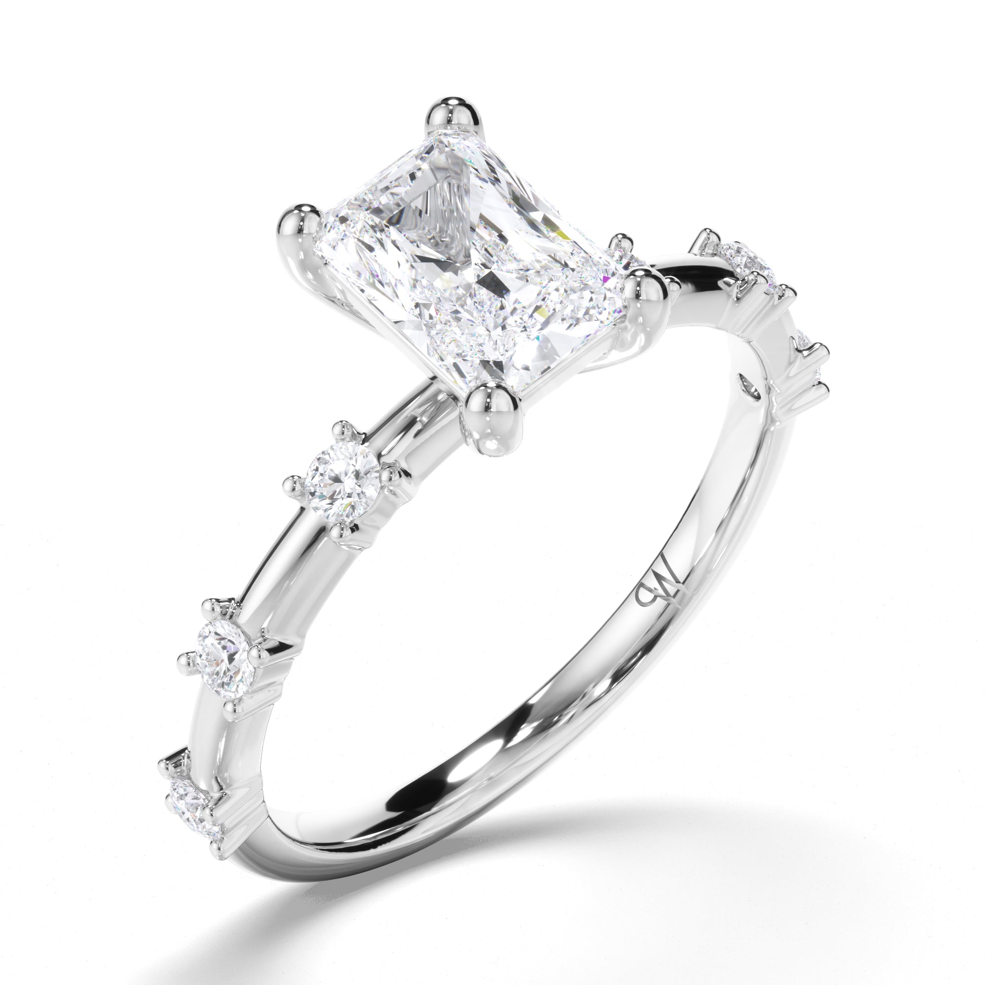 Radiant Diamond Engagement Ring with Diamond Set Band
