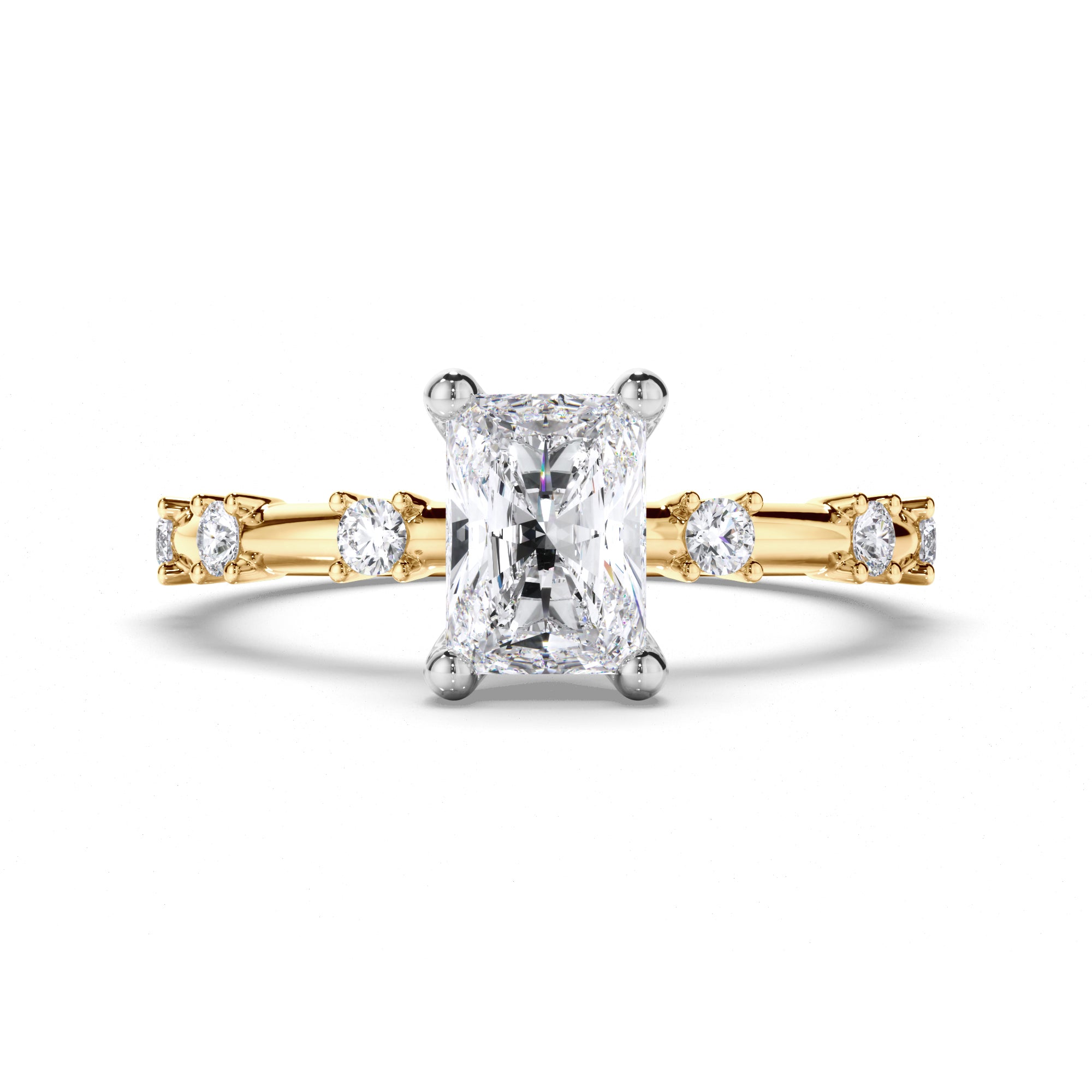 Radiant Diamond Engagement Ring with Diamond Set Band