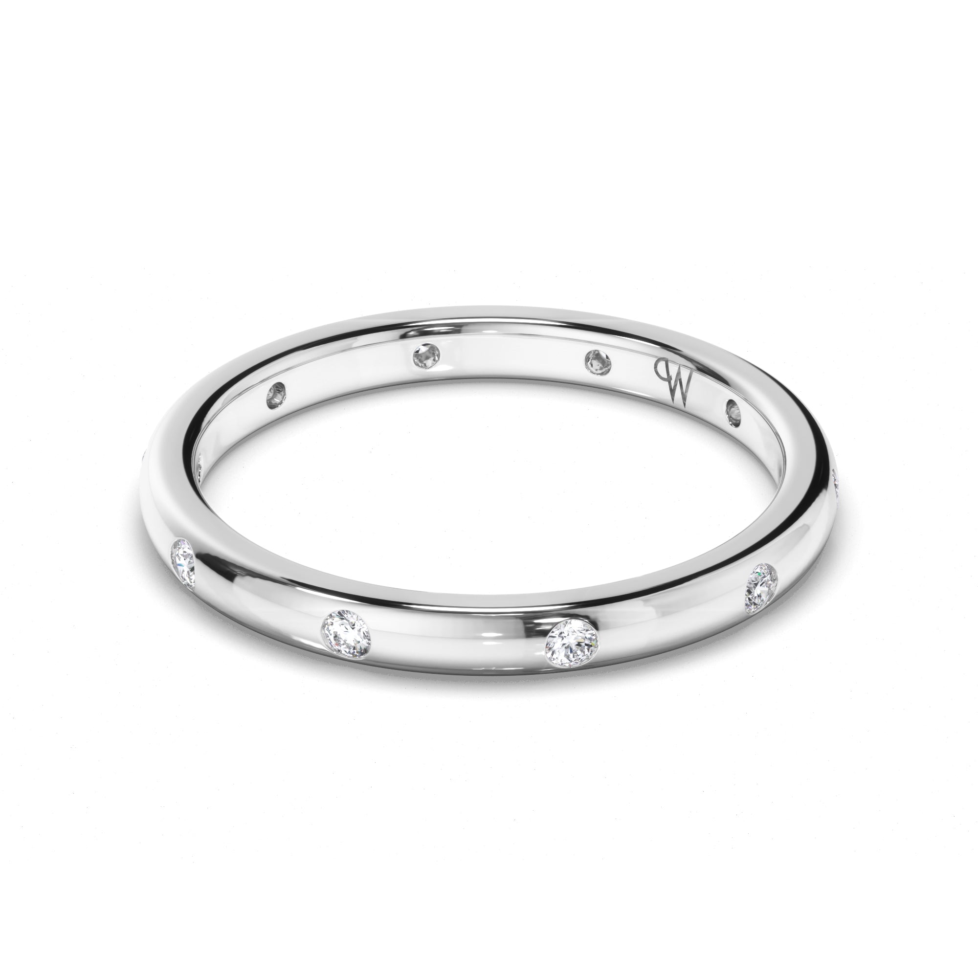 Pressure Set Round Brilliant Cut Diamond Wedding Ring