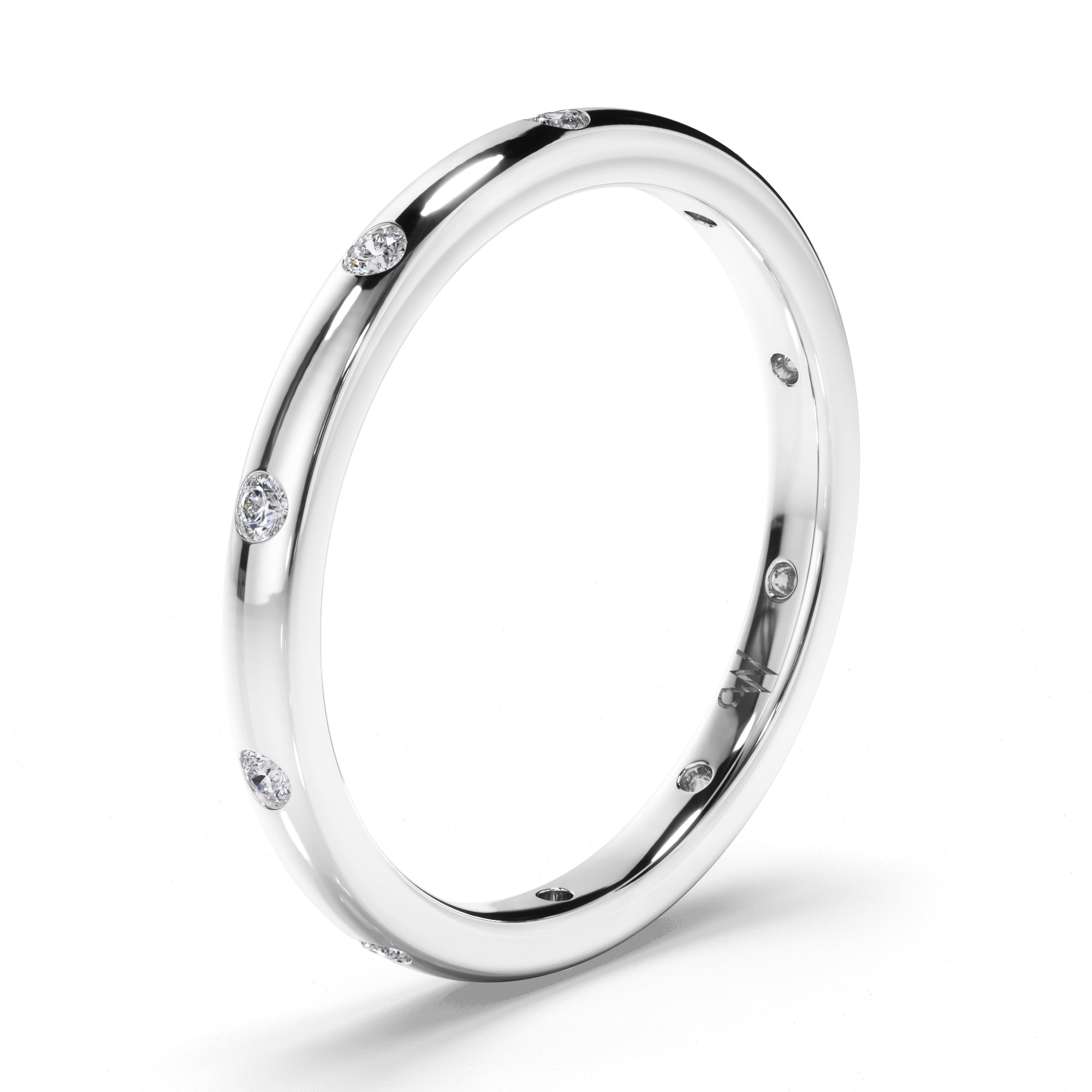 Pressure Set Round Brilliant Cut Diamond Wedding Ring