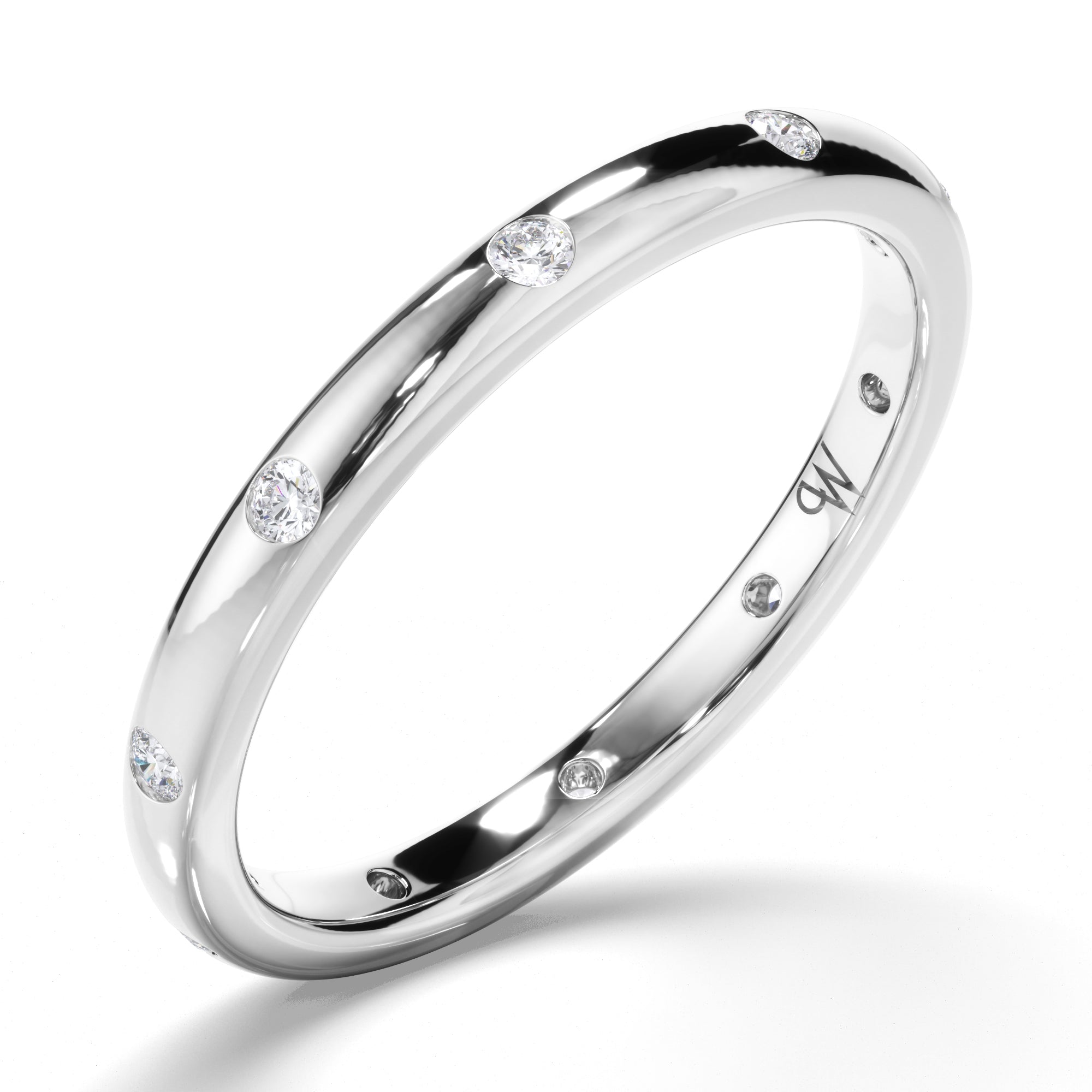 Pressure Set Round Brilliant Cut Diamond Wedding Ring