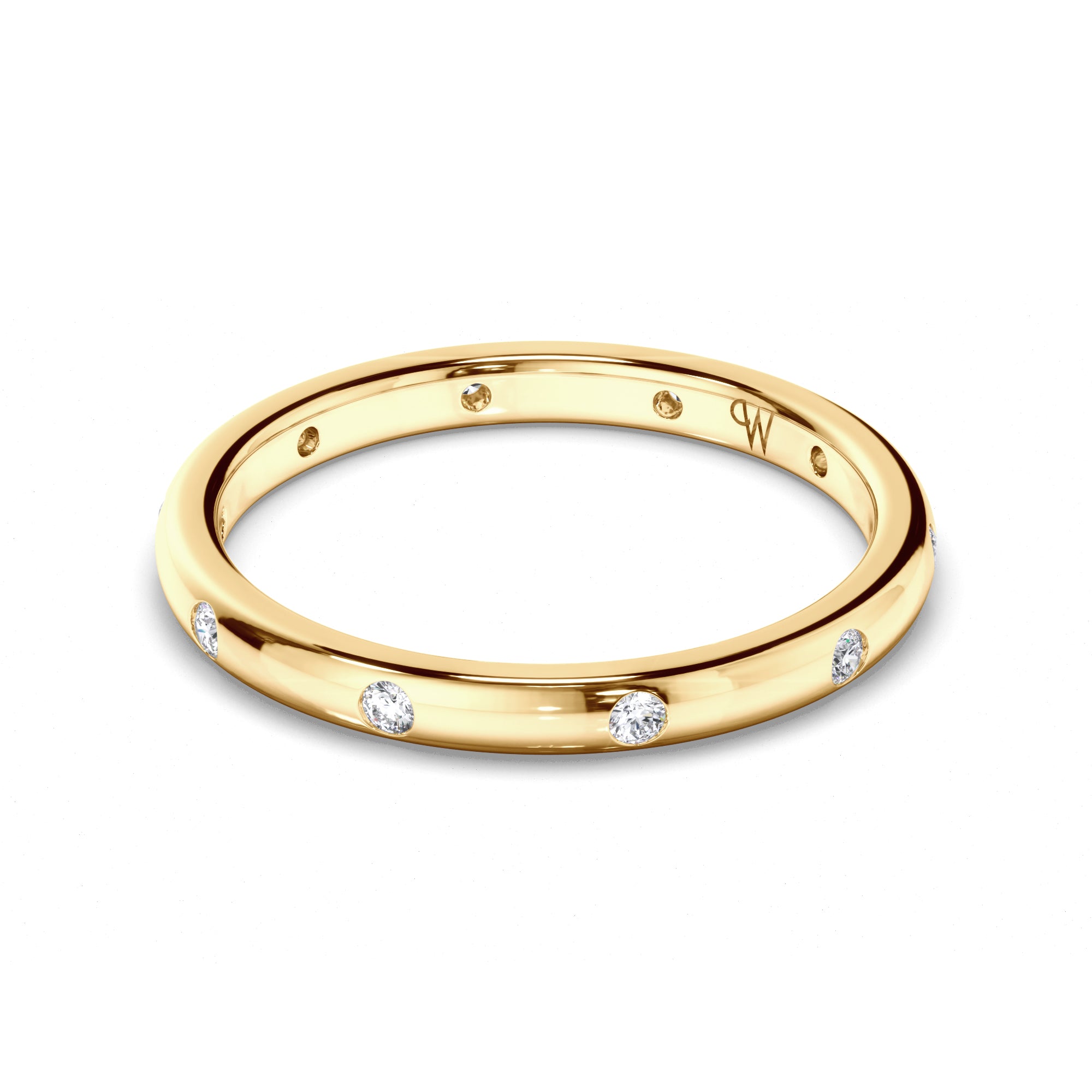 Pressure Set Round Brilliant Cut Diamond Wedding Ring