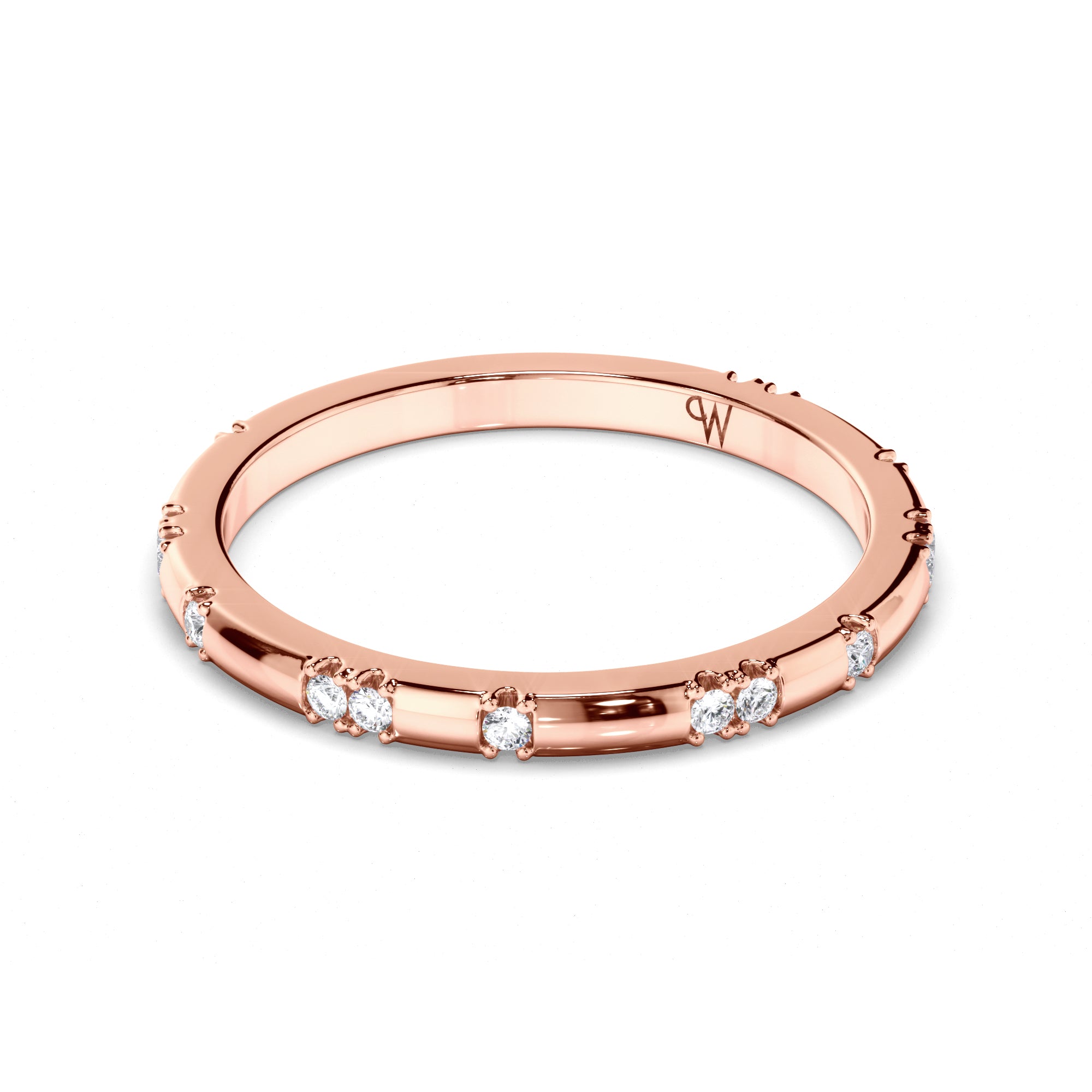 Pressure Set Round Brilliant Cut Diamond Wedding Ring