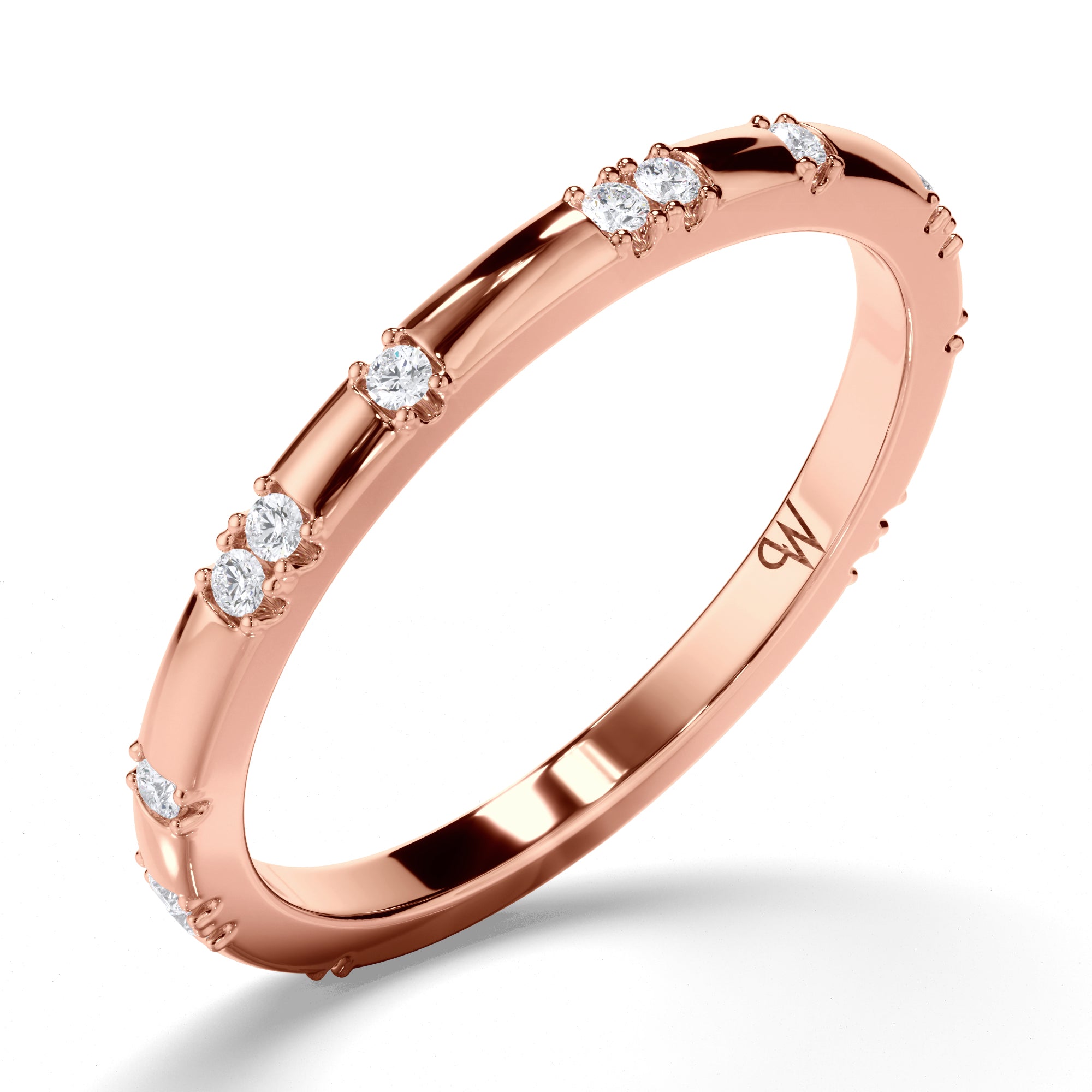 Pressure Set Round Brilliant Cut Diamond Wedding Ring
