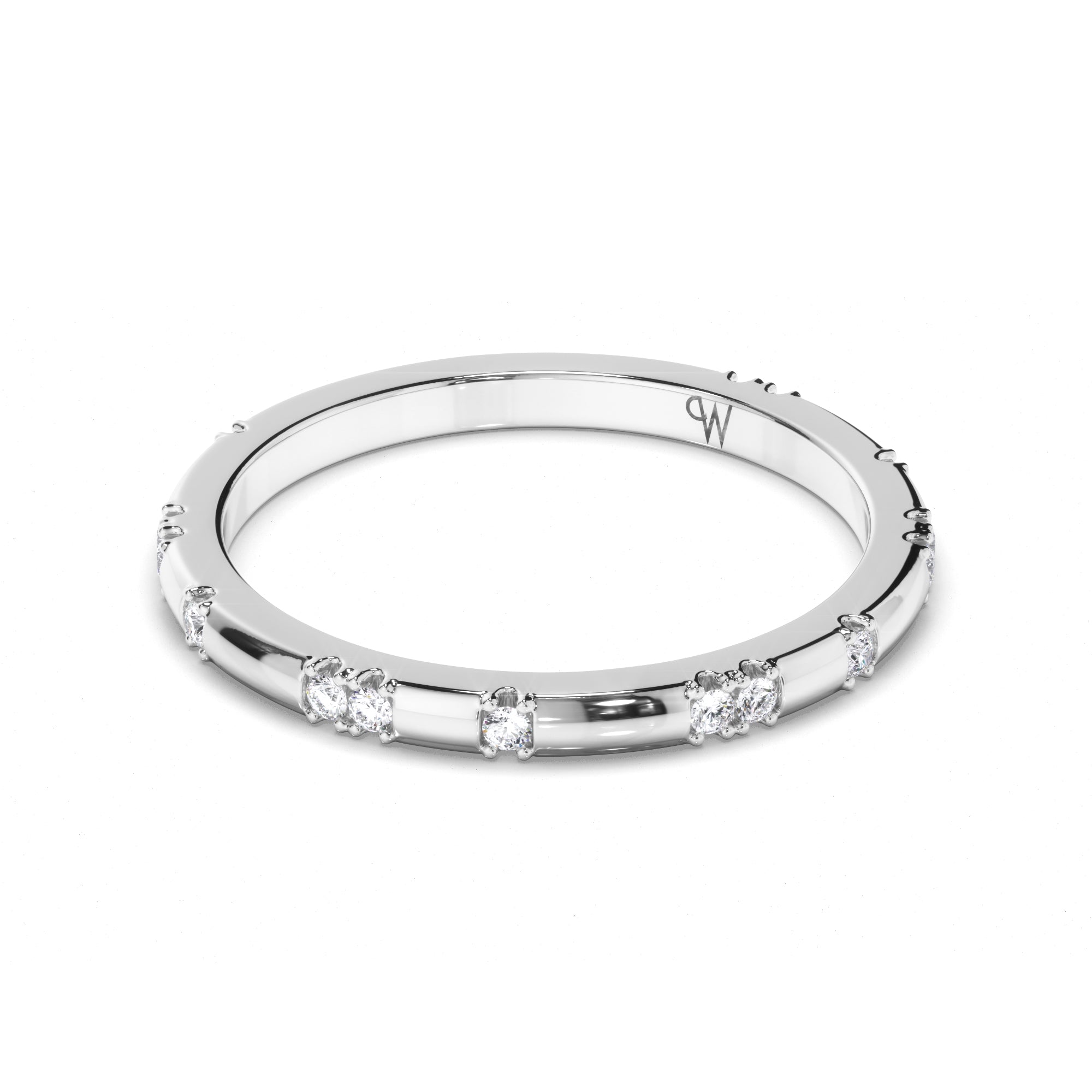 Pressure Set Round Brilliant Cut Diamond Wedding Ring