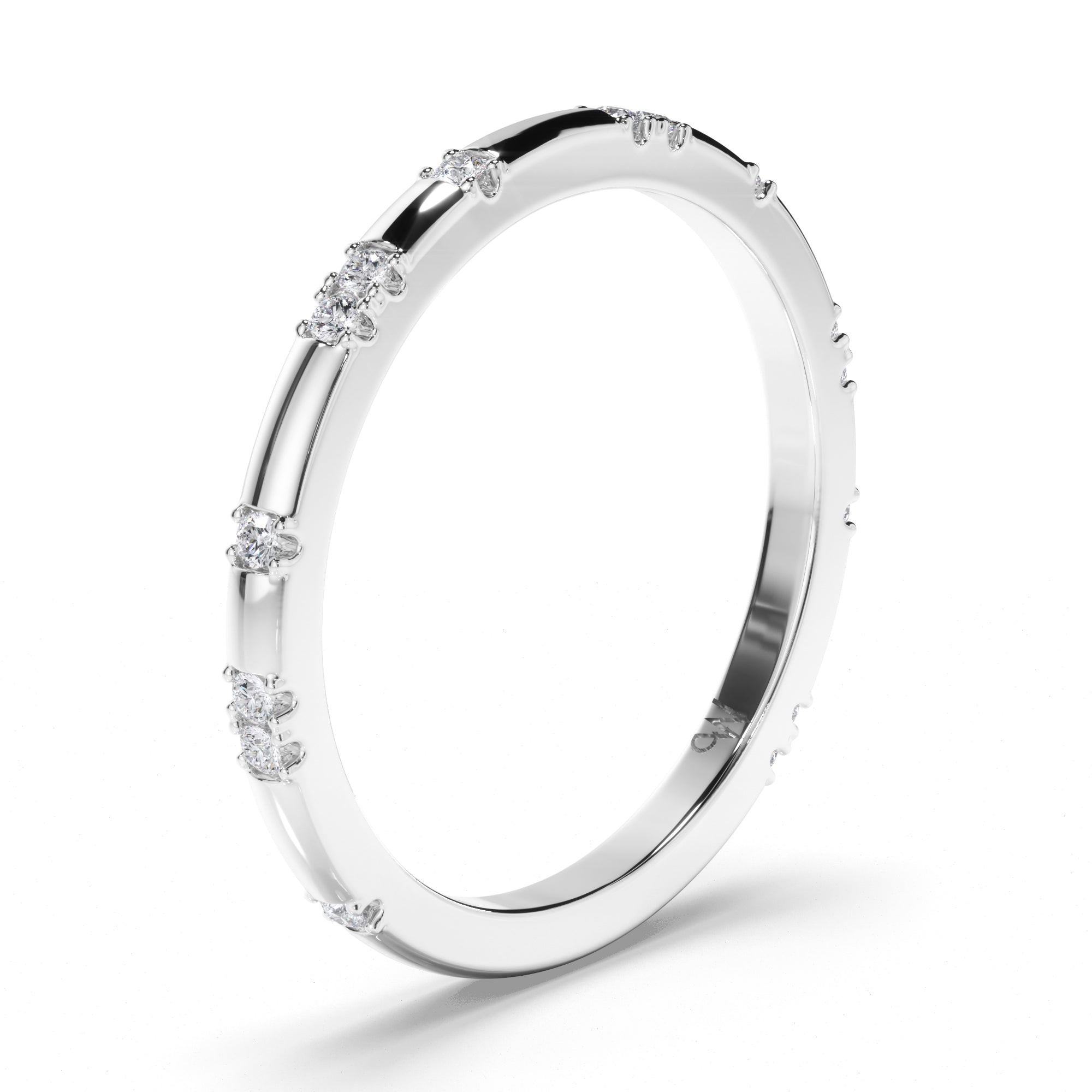 Pressure Set Round Brilliant Cut Diamond Wedding Ring