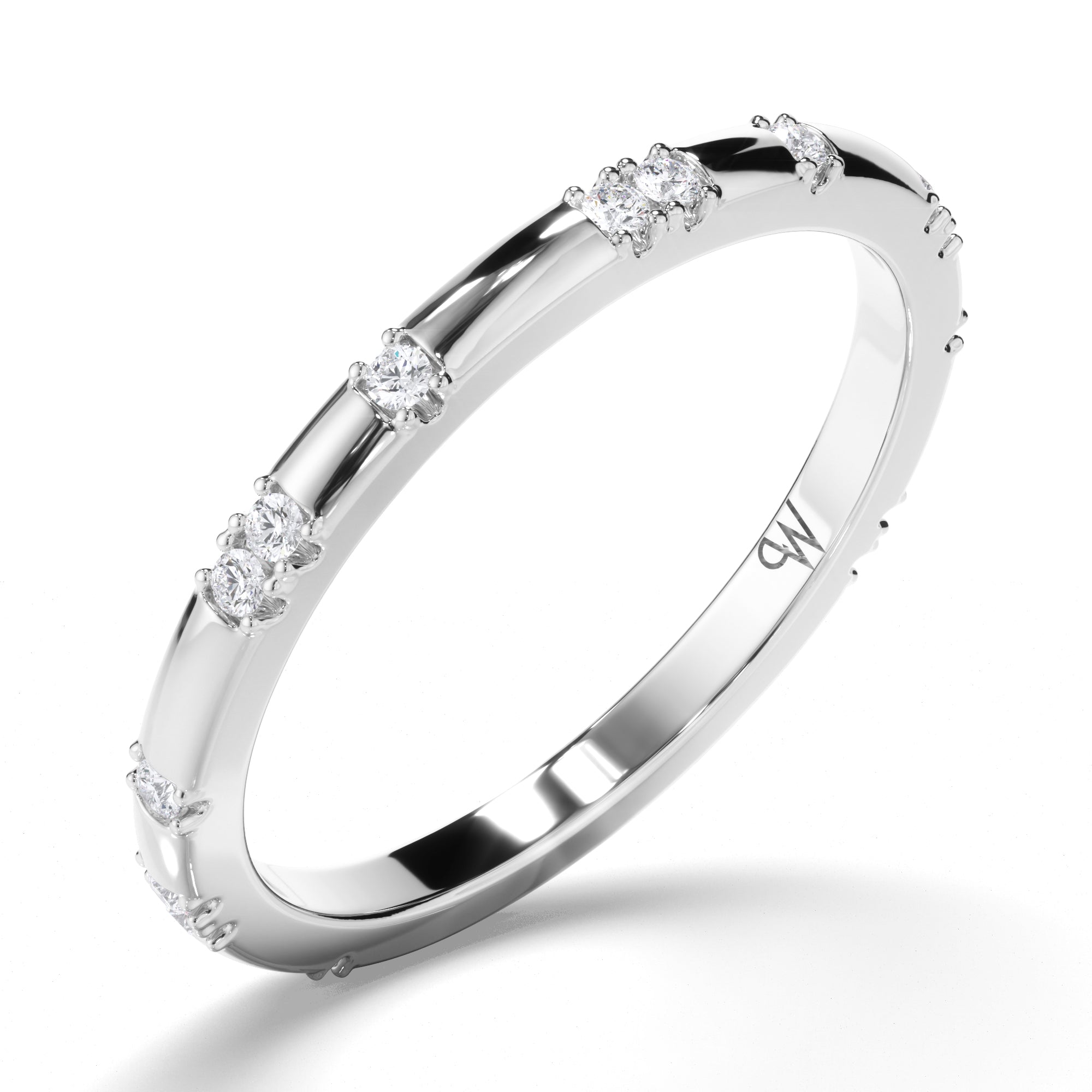 Pressure Set Round Brilliant Cut Diamond Wedding Ring