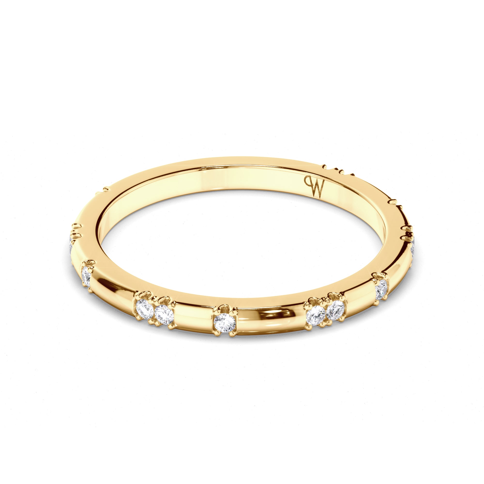 Pressure Set Round Brilliant Cut Diamond Wedding Ring