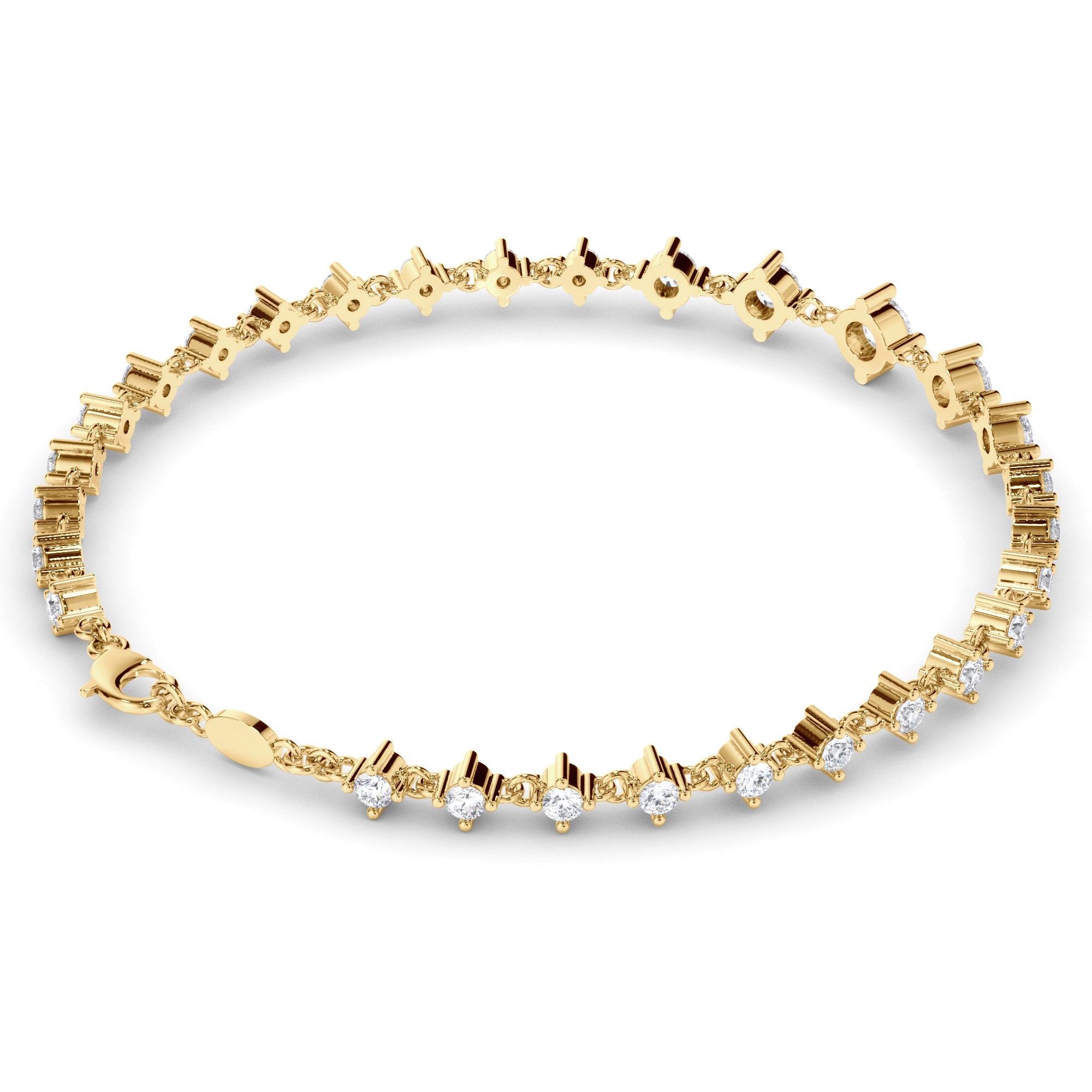 Round Brilliant Cut Natural Mined Diamond Tennis Bracelet