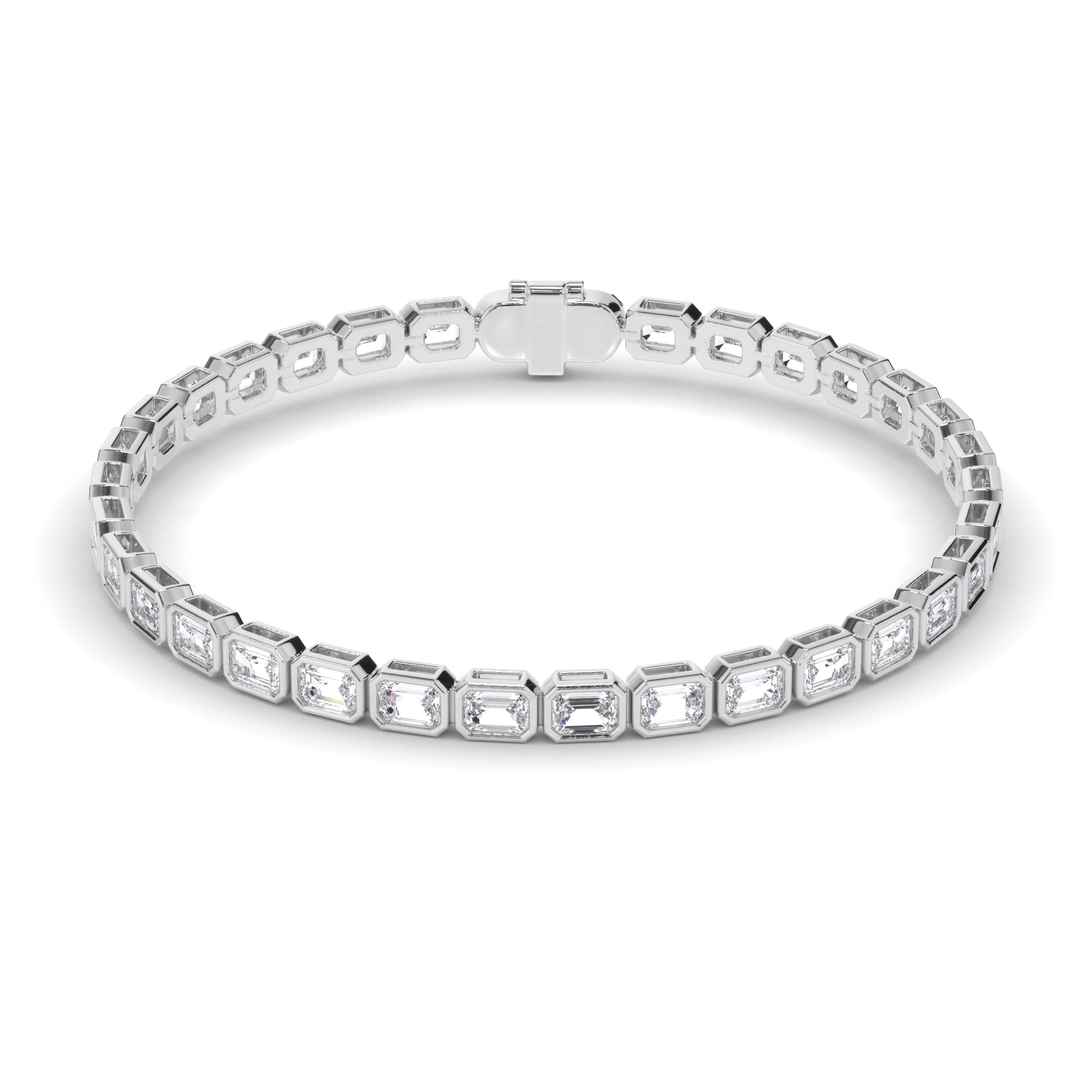 Emerald Cut Laboratory Grown Diamond Tennis Bracelet